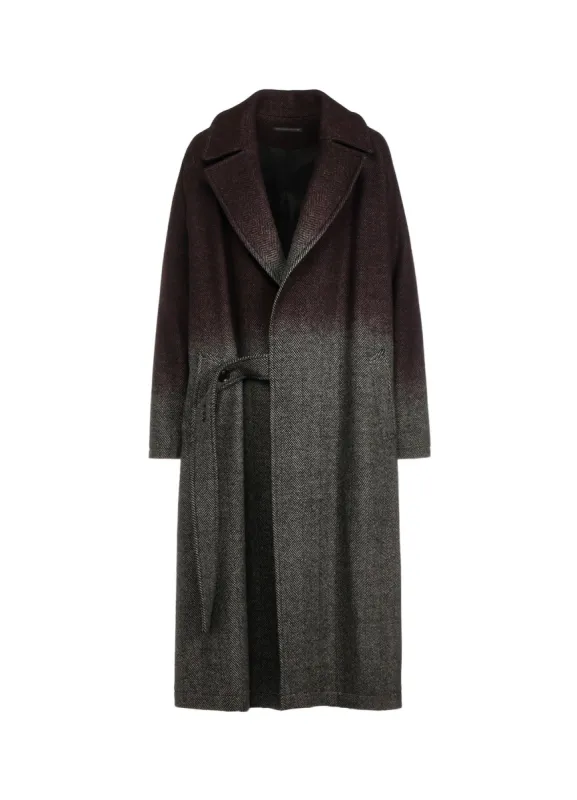 WOOL HERRINGBONE GRADATION LONG COAT sold by Yohji Yamamoto