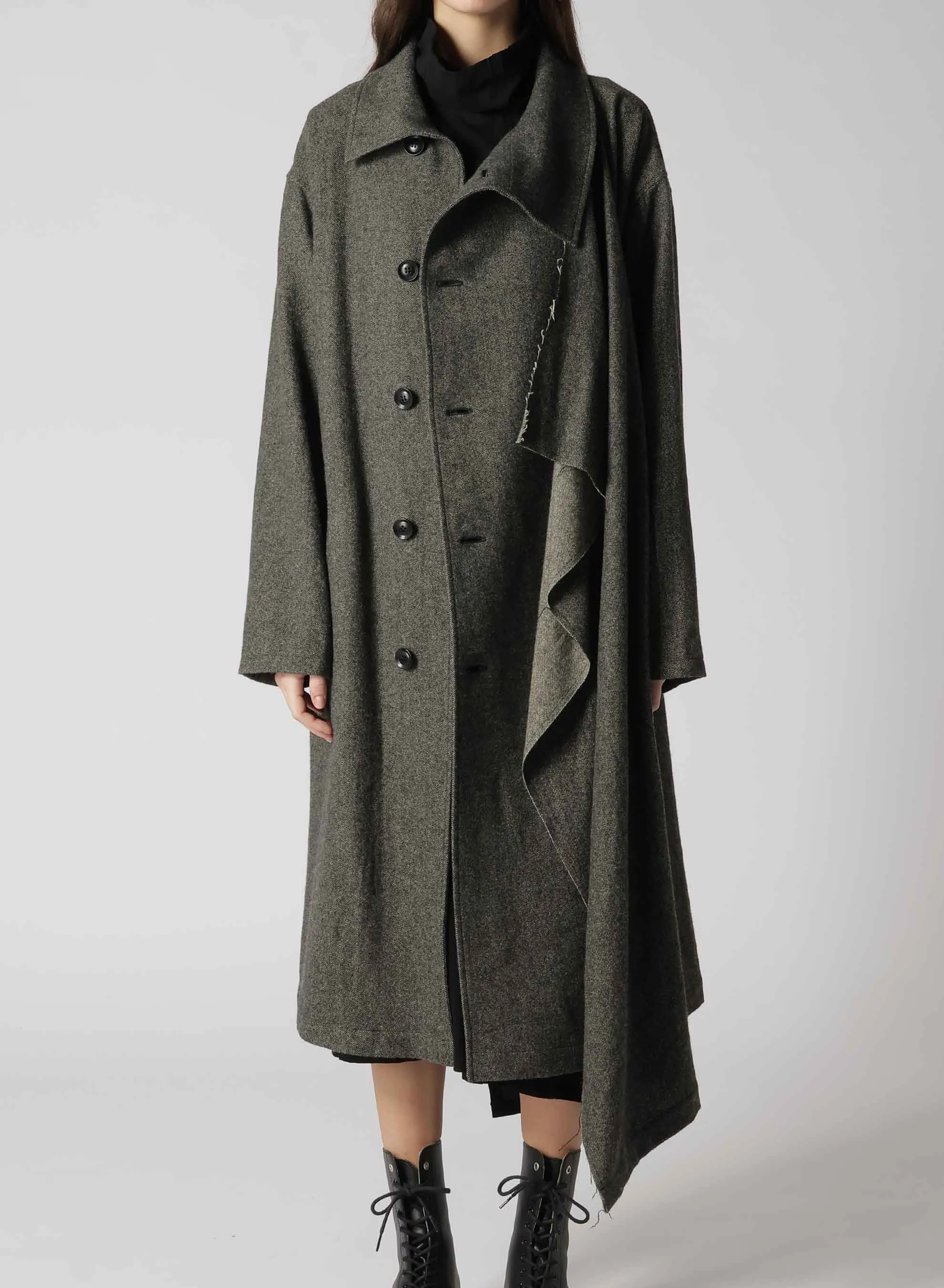 WOOL FLANNEL LEFT FLAP PANEL COAT sold by Yohji Yamamoto product image thumbnail 5