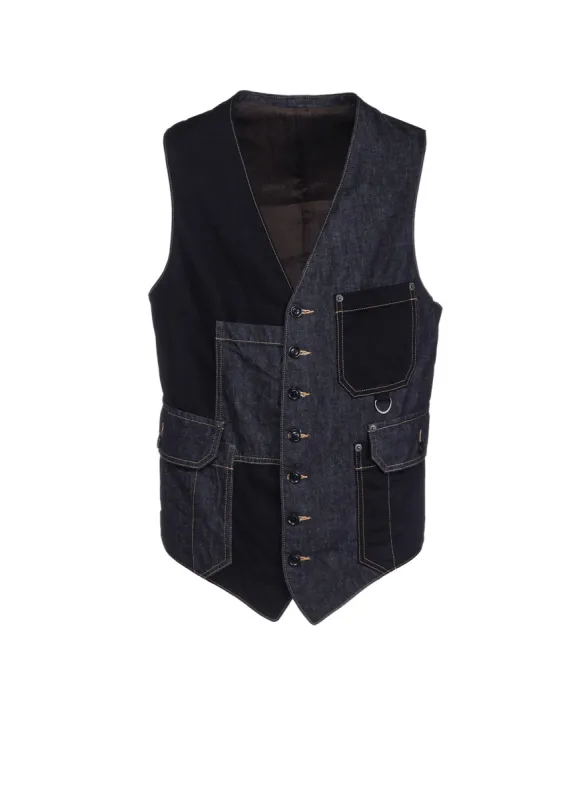 7OZ DENIM CRAZY PATCHWORK VEST sold by Yohji Yamamoto