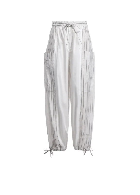 COTTON SATIN STRIPE SWITCHING PANTS (M) sold by Yohji Yamamoto
