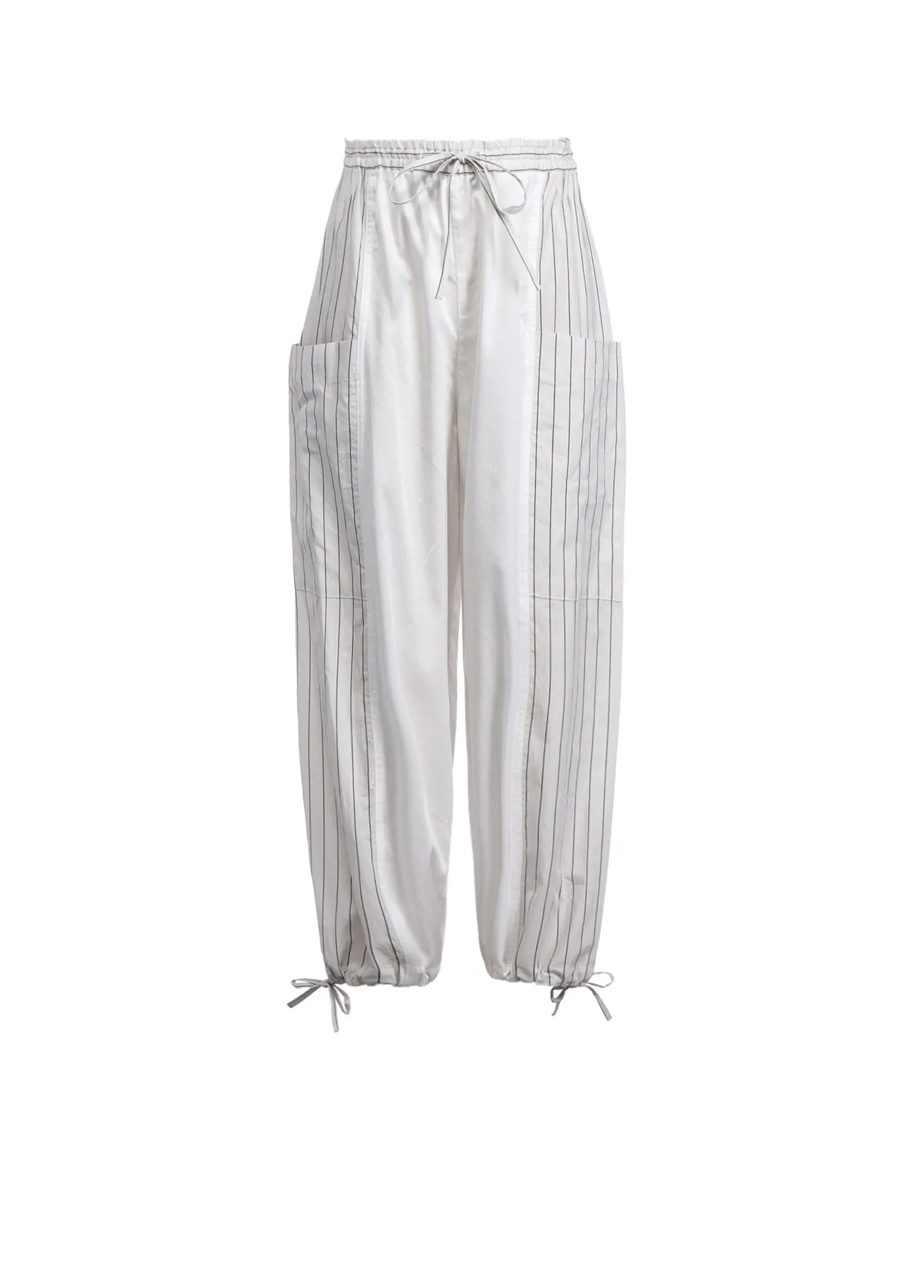 COTTON SATIN STRIPE SWITCHING PANTS (M) sold by Yohji Yamamoto