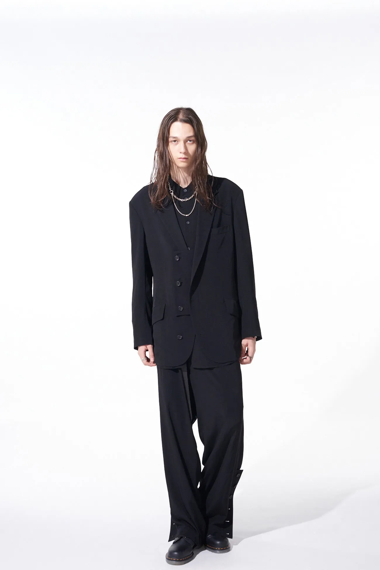 CREPE de CHINE OVERSIZE NOTCHED LAPEL JACKET sold by Yohji Yamamoto product image thumbnail 2