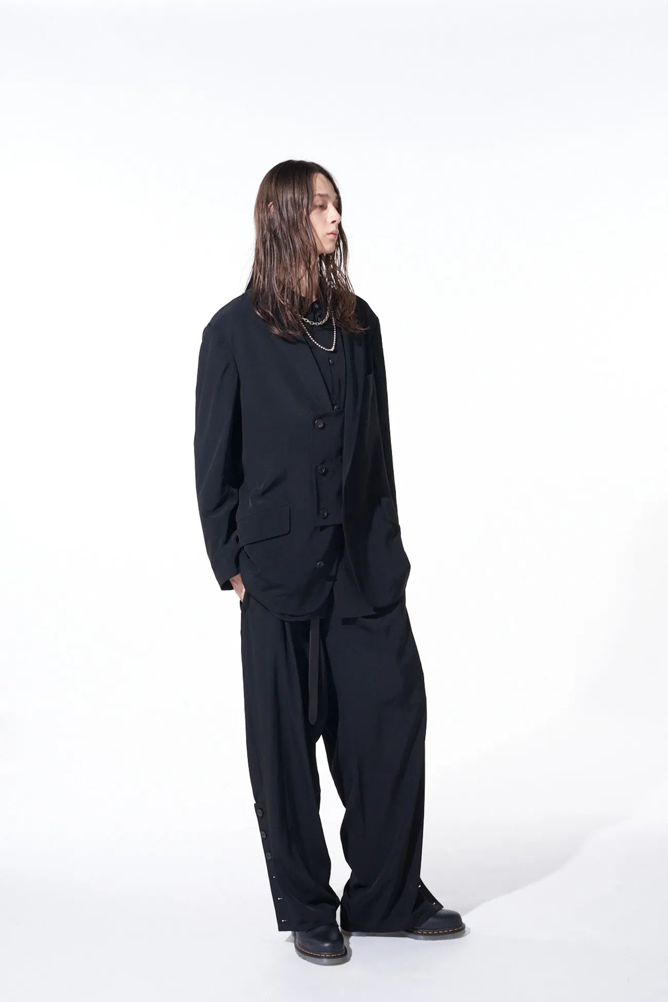 CREPE de CHINE OVERSIZE NOTCHED LAPEL JACKET sold by Yohji Yamamoto product image thumbnail 5