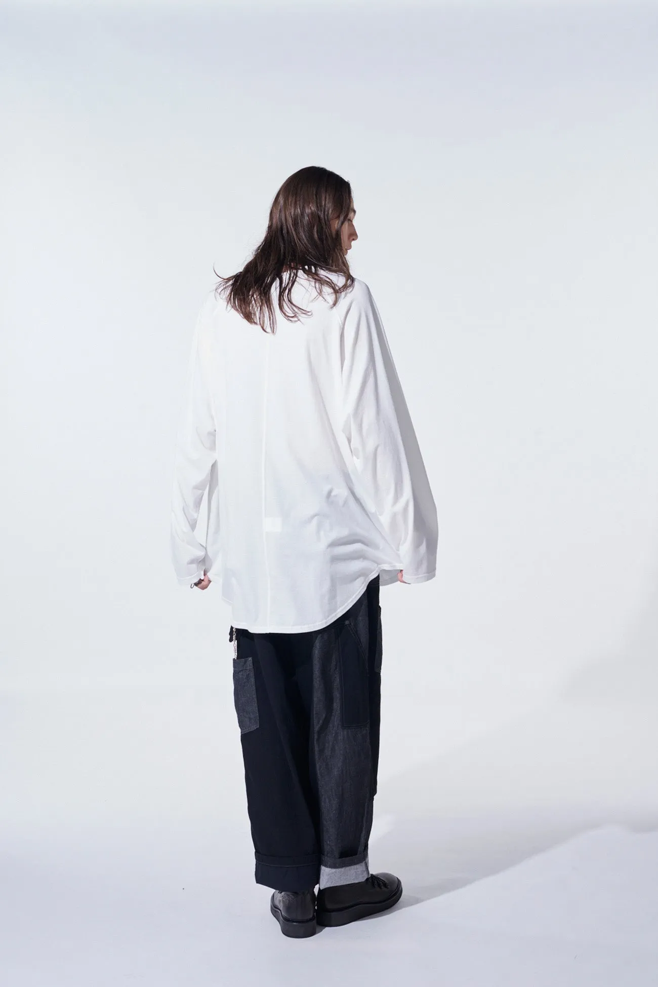 SOFT JERSEY BACK CENTER STITCH OVERSIZED RAGLAN SLEEVE T-SHIRT sold by Yohji Yamamoto product image thumbnail 4