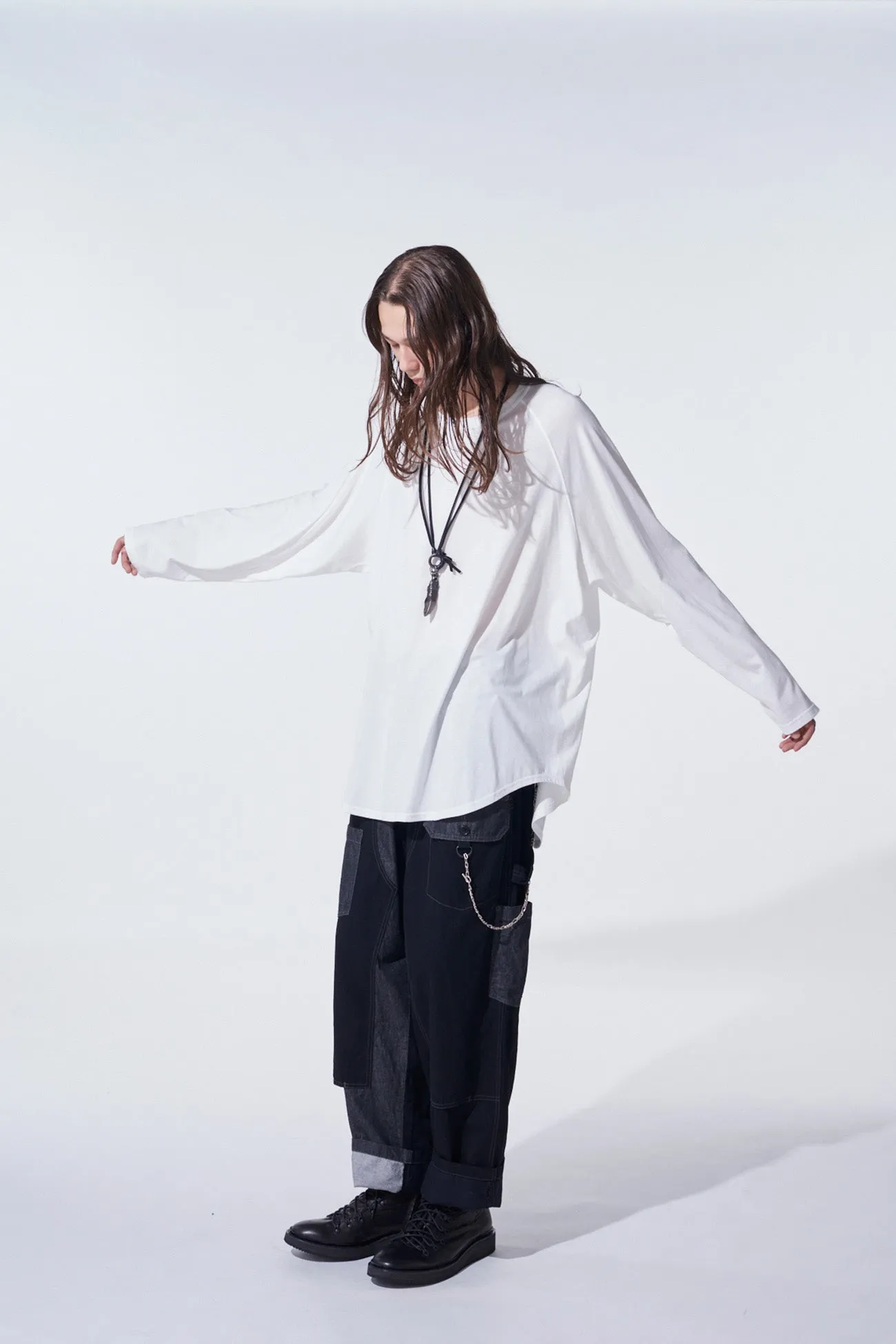 SOFT JERSEY BACK CENTER STITCH OVERSIZED RAGLAN SLEEVE T-SHIRT sold by Yohji Yamamoto product image thumbnail 3