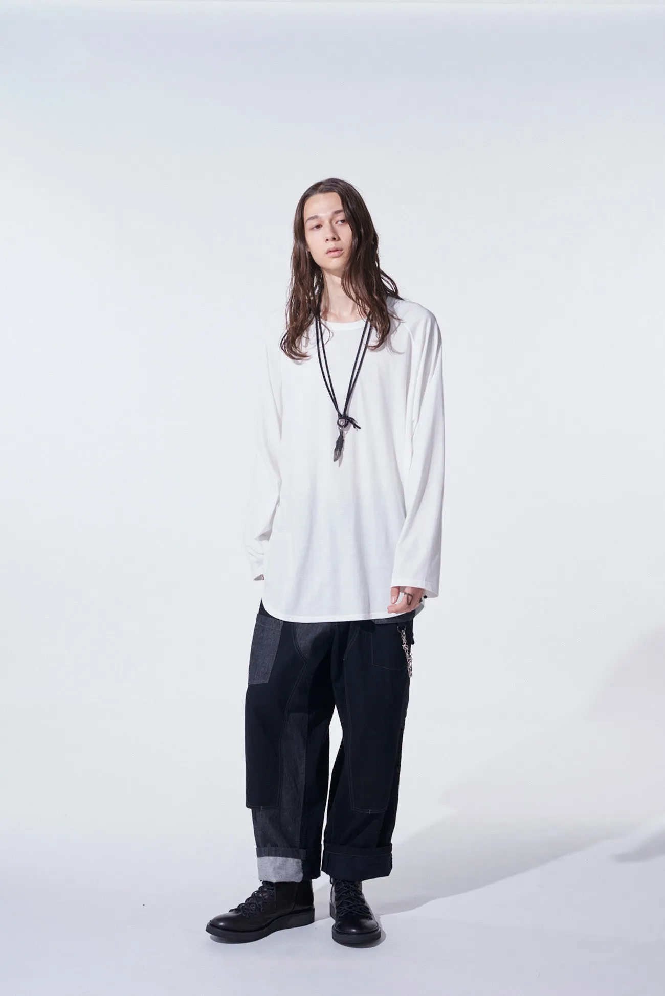 SOFT JERSEY BACK CENTER STITCH OVERSIZED RAGLAN SLEEVE T-SHIRT sold by Yohji Yamamoto product image thumbnail 2