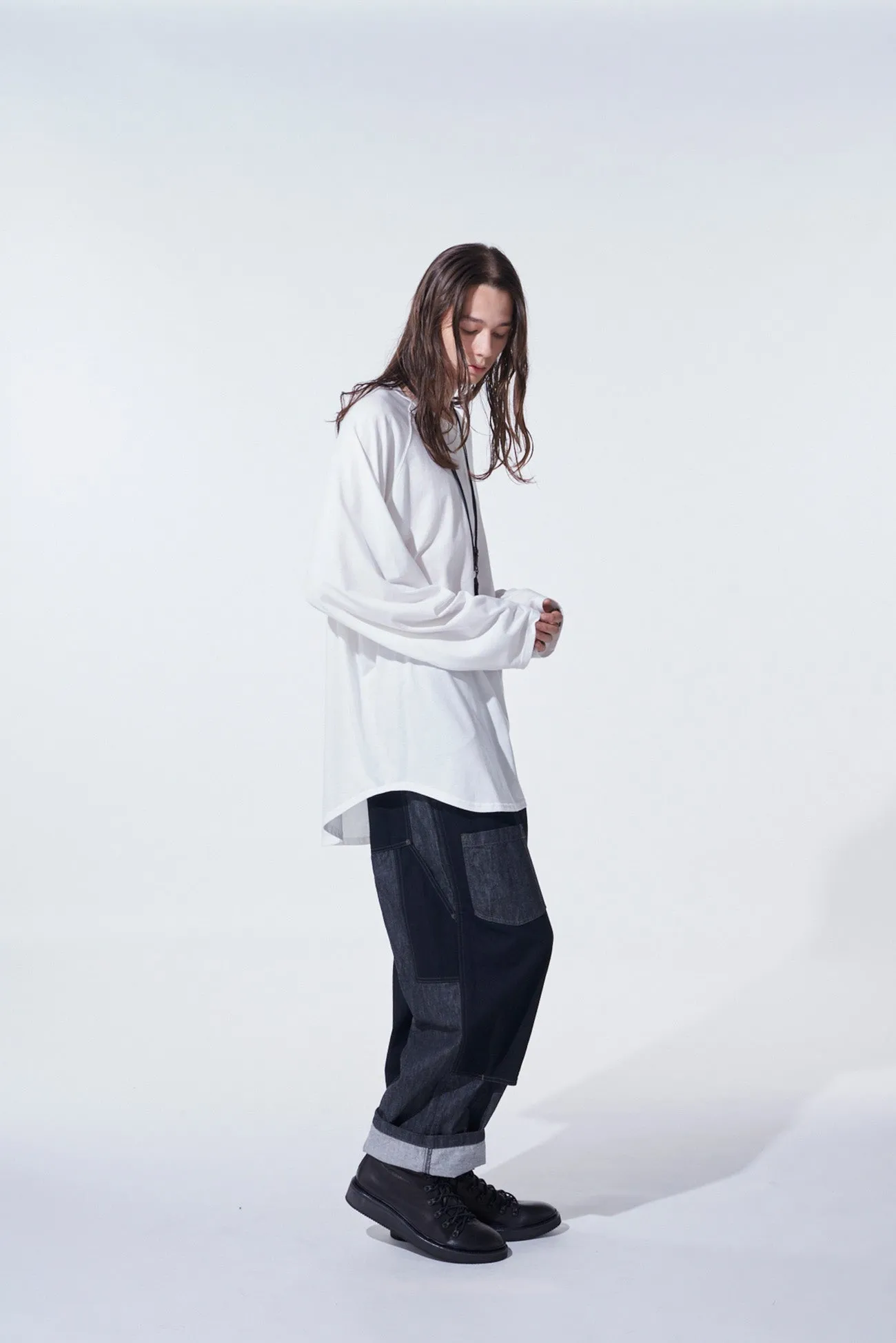 SOFT JERSEY BACK CENTER STITCH OVERSIZED RAGLAN SLEEVE T-SHIRT sold by Yohji Yamamoto product image thumbnail 5