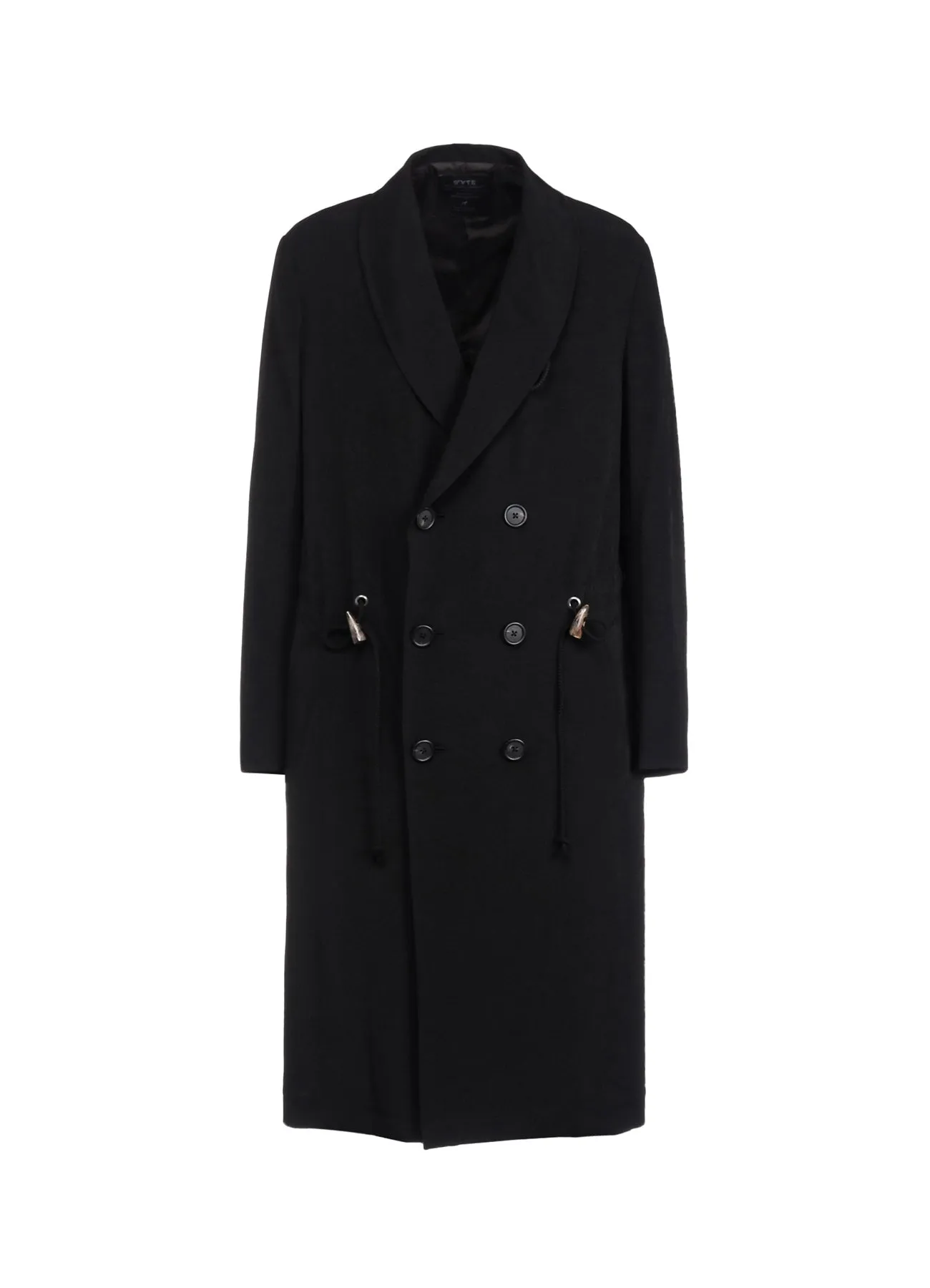 CREPE de CHINE SHAWL COLLAR DOUBLE-BREASTED COAT sold by Yohji Yamamoto