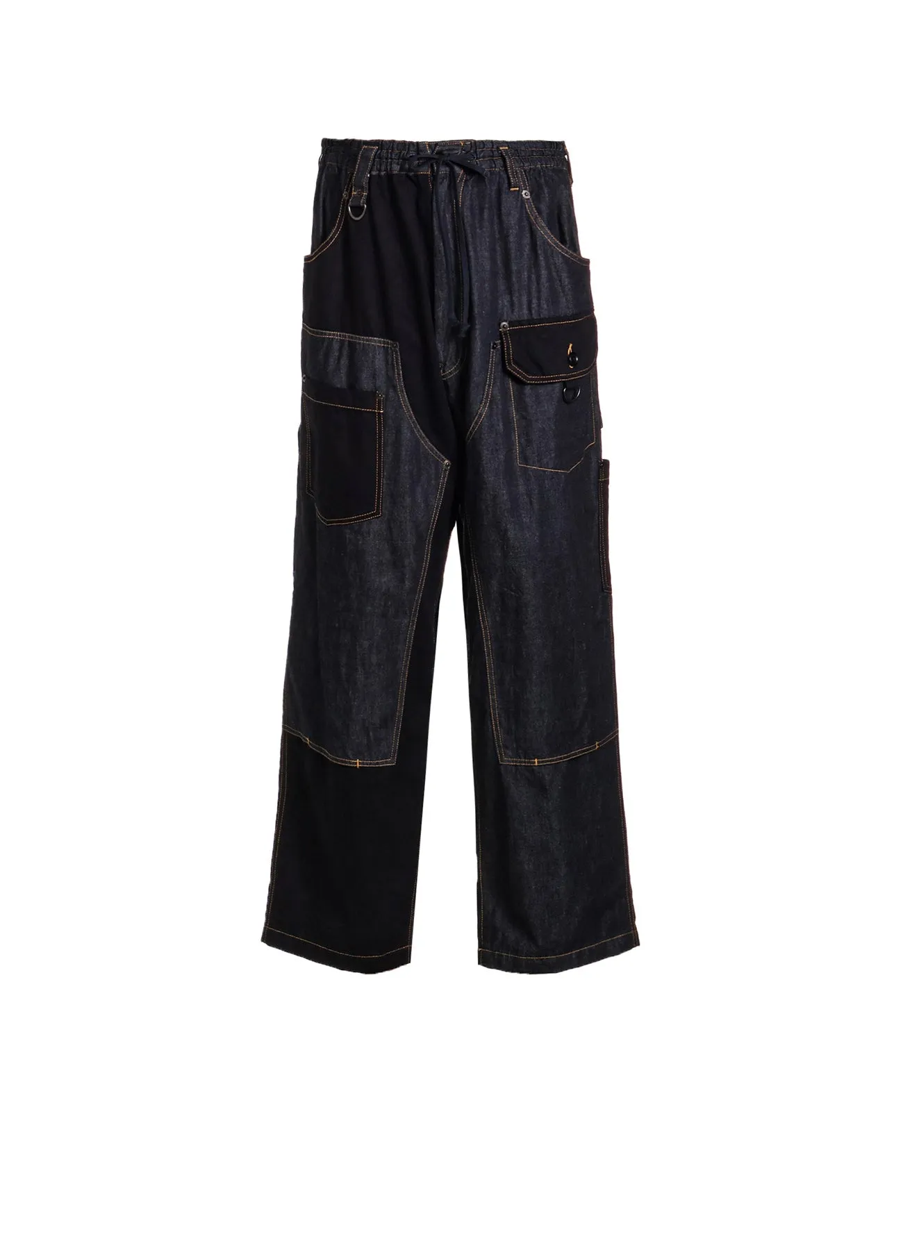 7OZ DENIM CRAZY PATCHWORK DOUBLE KNEE PAINTER PANTS sold by Yohji Yamamoto
