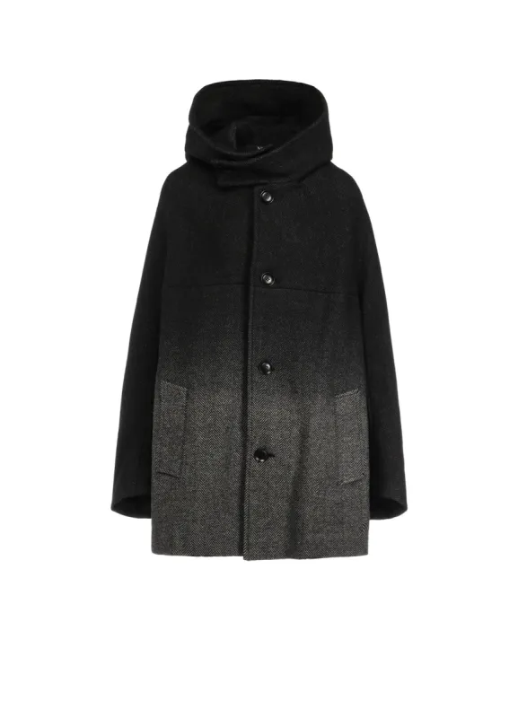 WOOL HERRINGBONE GRADATION SHORT COAT sold by Yohji Yamamoto