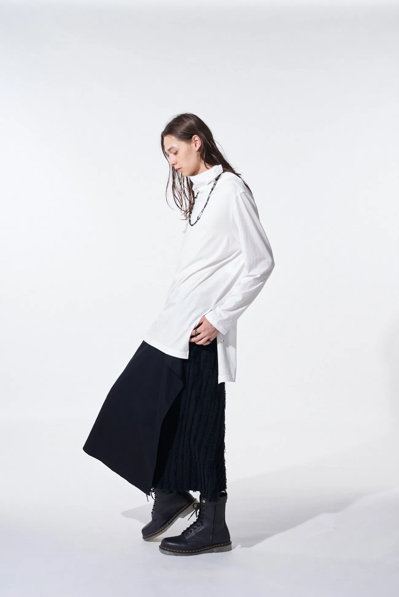 JACQUARD FRINGE STRIPE WRAP SKIRT sold by Yohji Yamamoto product image thumbnail 4