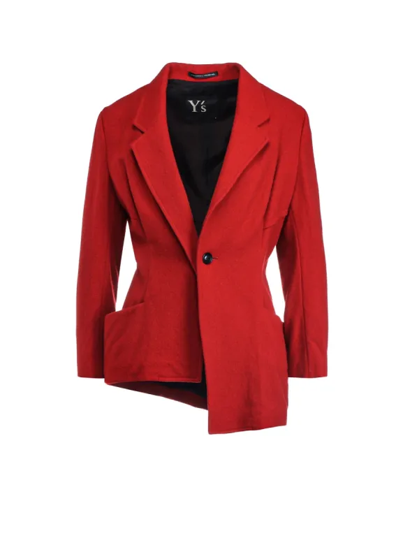 WOOL FLANNEL ASYMMETRIC JACKET sold by Yohji Yamamoto