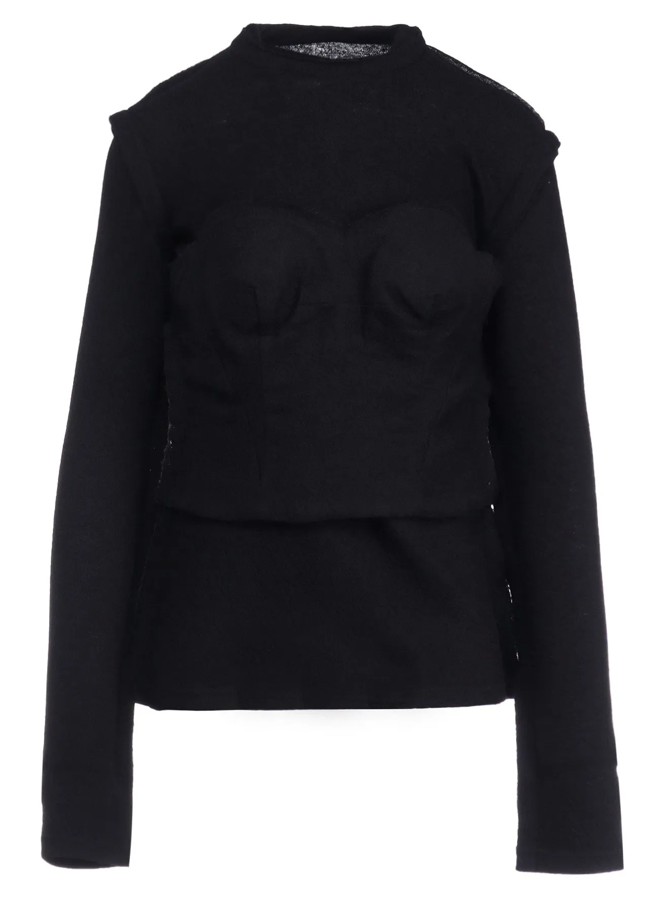 WOOL SHRINK SINGLE JERSEY BUSTIER DETAIL LONG T-SHIRT sold by Yohji Yamamoto product image thumbnail 2