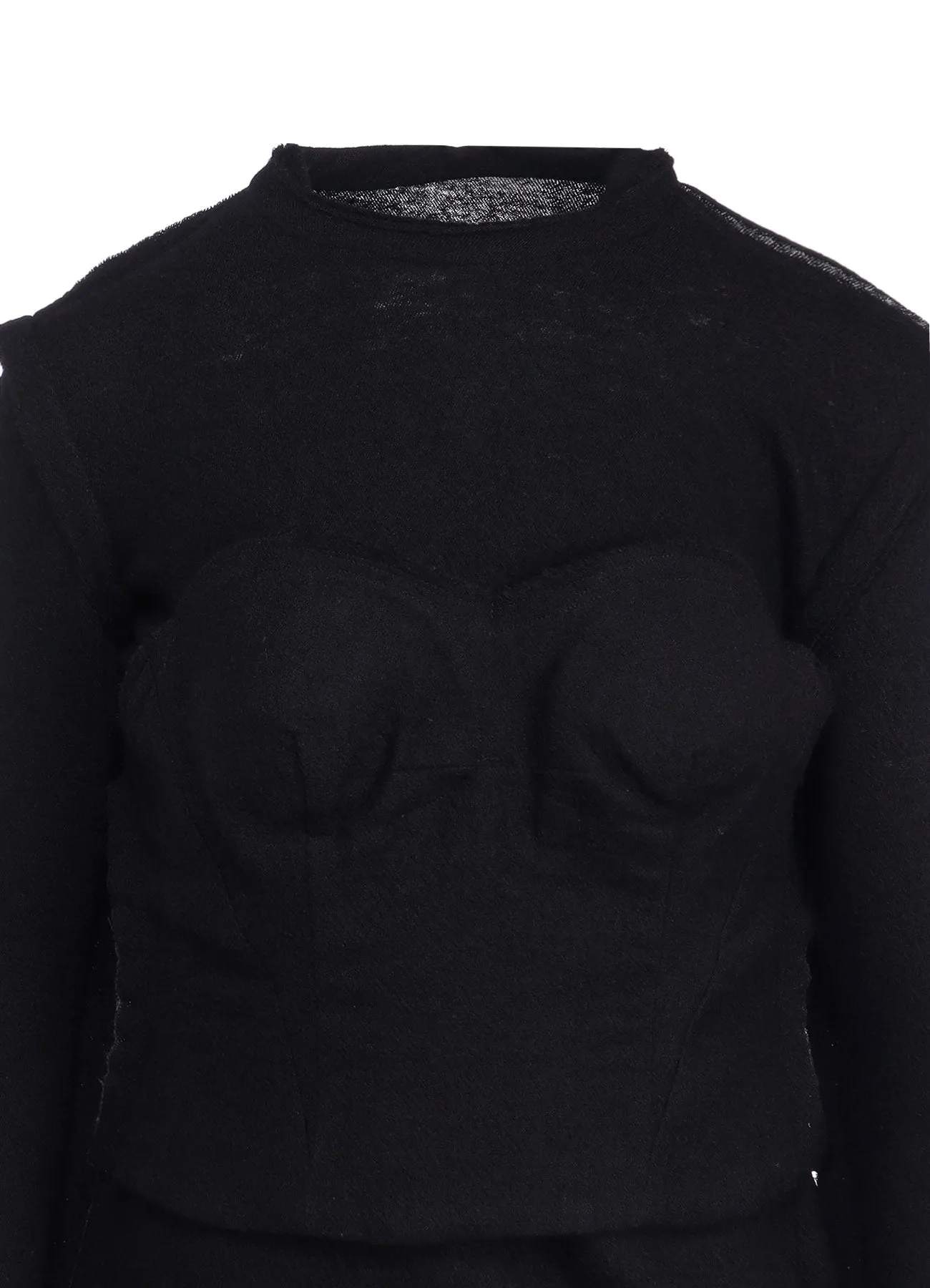 WOOL SHRINK SINGLE JERSEY BUSTIER DETAIL LONG T-SHIRT sold by Yohji Yamamoto product image thumbnail 5