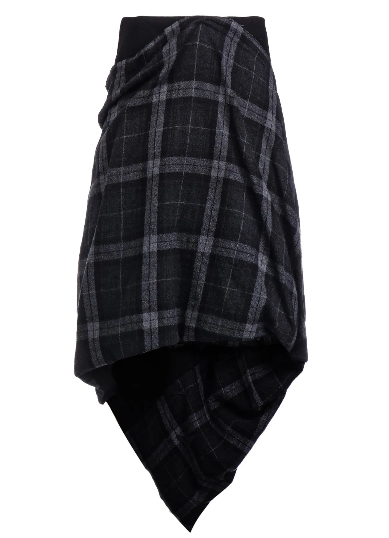 SERGE + PLAID COMBI WRAP SKIRT sold by Yohji Yamamoto product image thumbnail 3