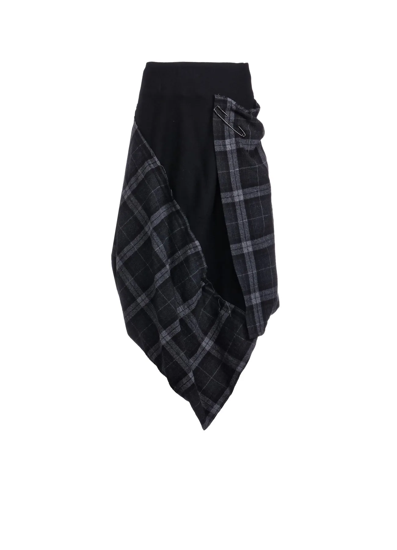 SERGE + PLAID COMBI WRAP SKIRT sold by Yohji Yamamoto