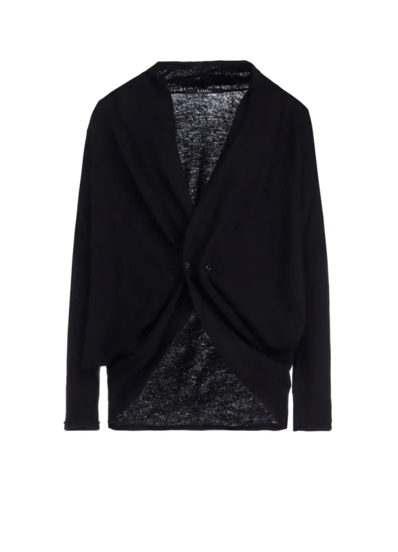 WOOL SHRINK SINGLE JERSEY FRONT DESIGN CARDIGAN sold by Yohji Yamamoto