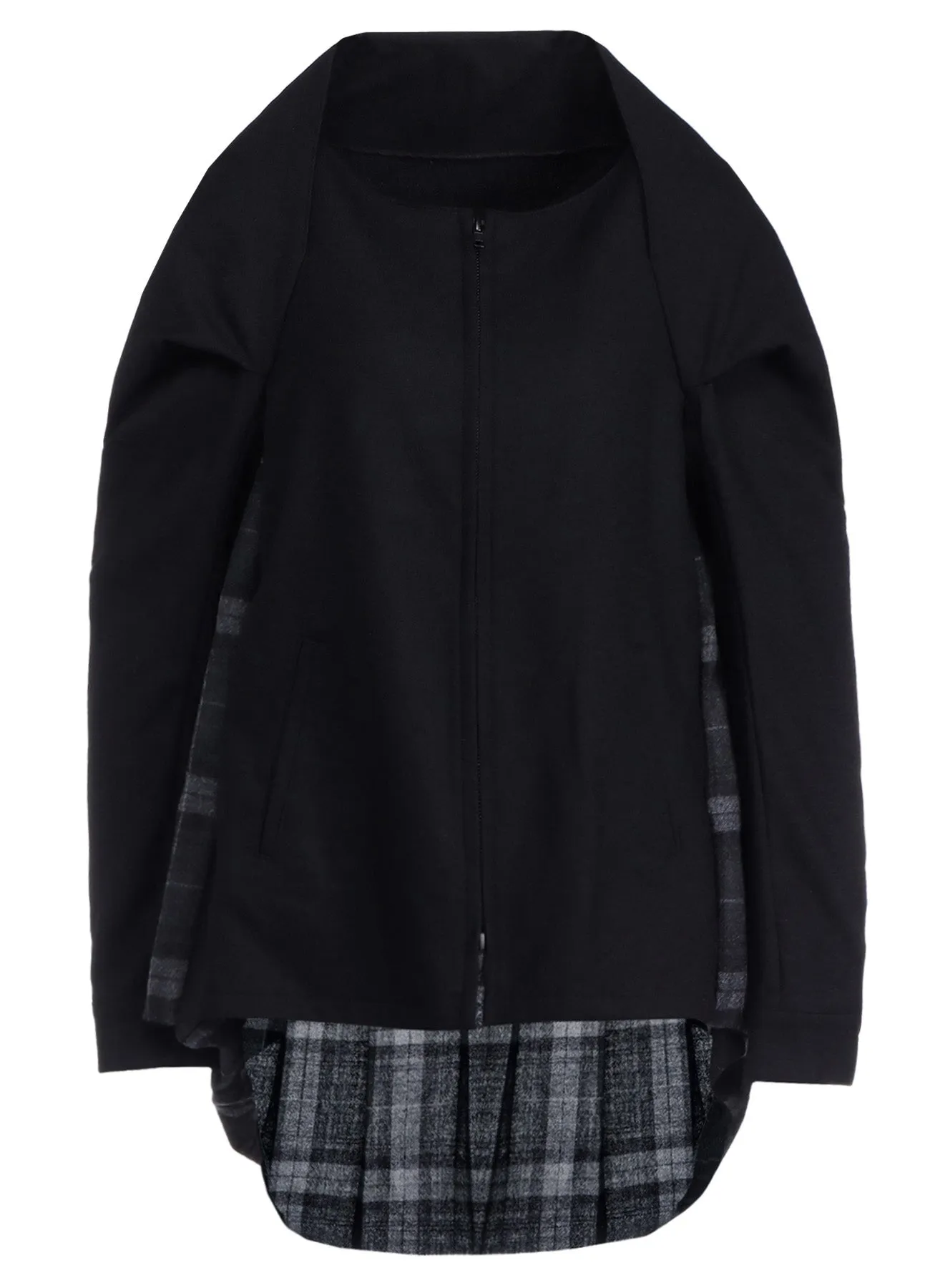 SERGE + PLAID COMBI BACK PLEATED JACKET sold by Yohji Yamamoto product image thumbnail 2