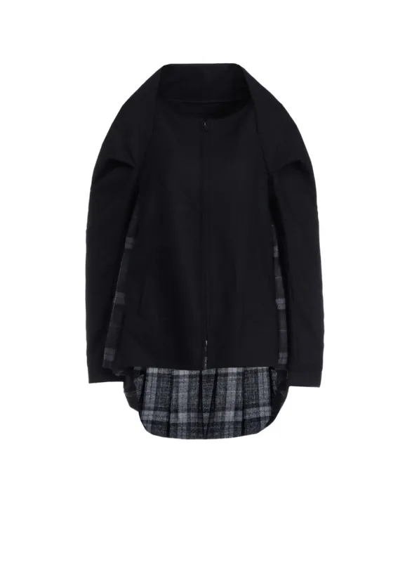 SERGE + PLAID COMBI BACK PLEATED JACKET sold by Yohji Yamamoto