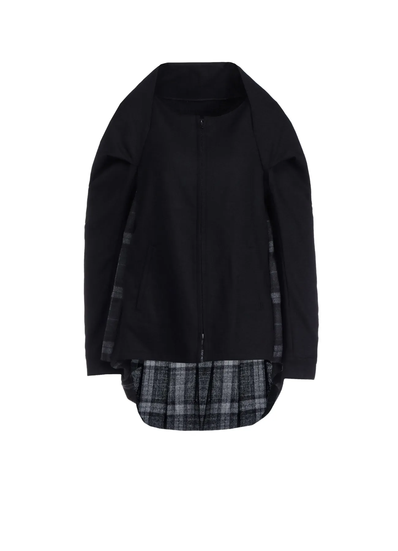 SERGE + PLAID COMBI BACK PLEATED JACKET sold by Yohji Yamamoto