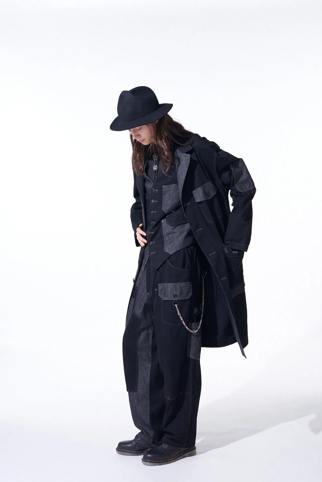 7OZ DENIM CRAZY PATCHWORK SHOP COAT sold by Yohji Yamamoto product image thumbnail 3