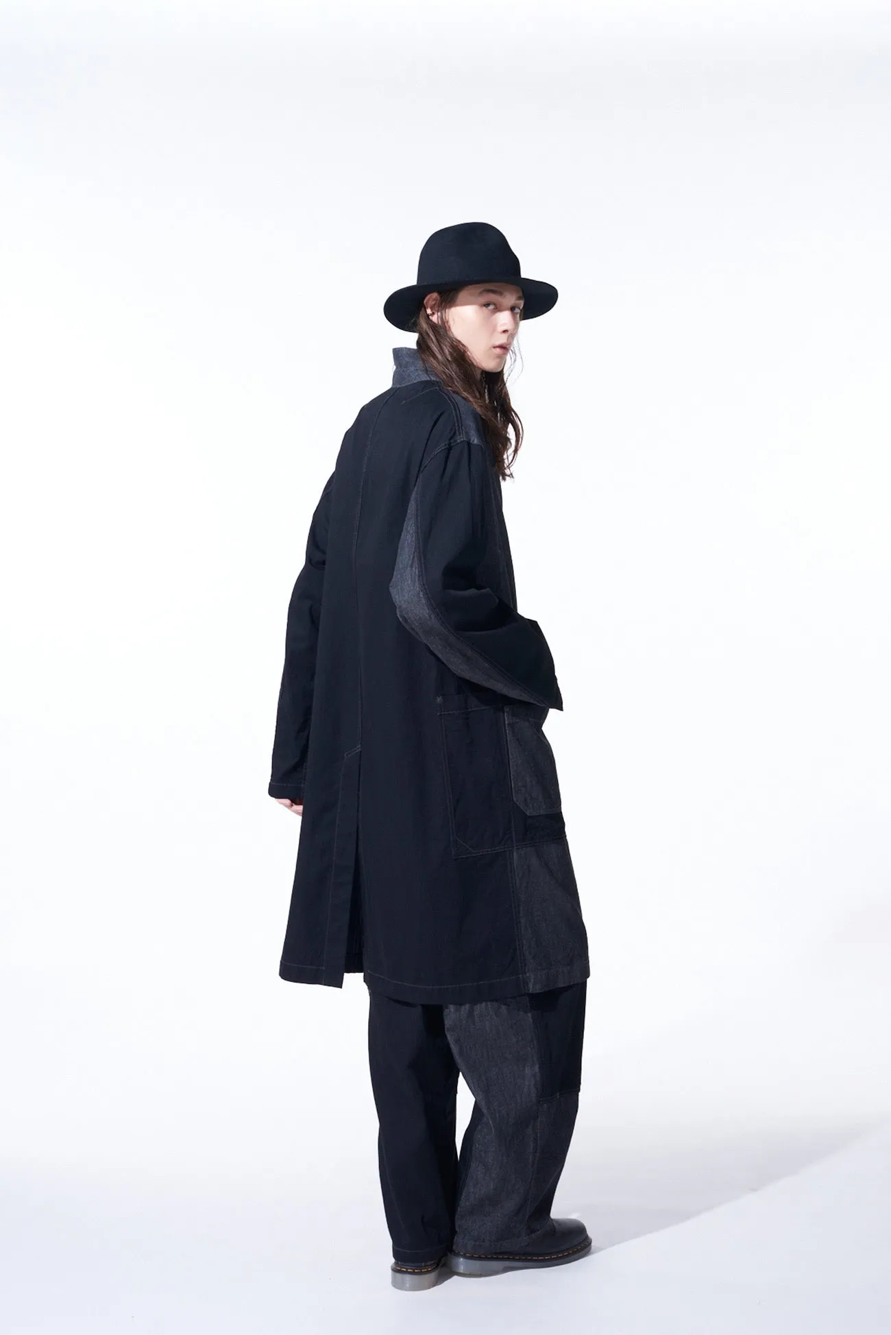 7OZ DENIM CRAZY PATCHWORK SHOP COAT sold by Yohji Yamamoto product image thumbnail 5