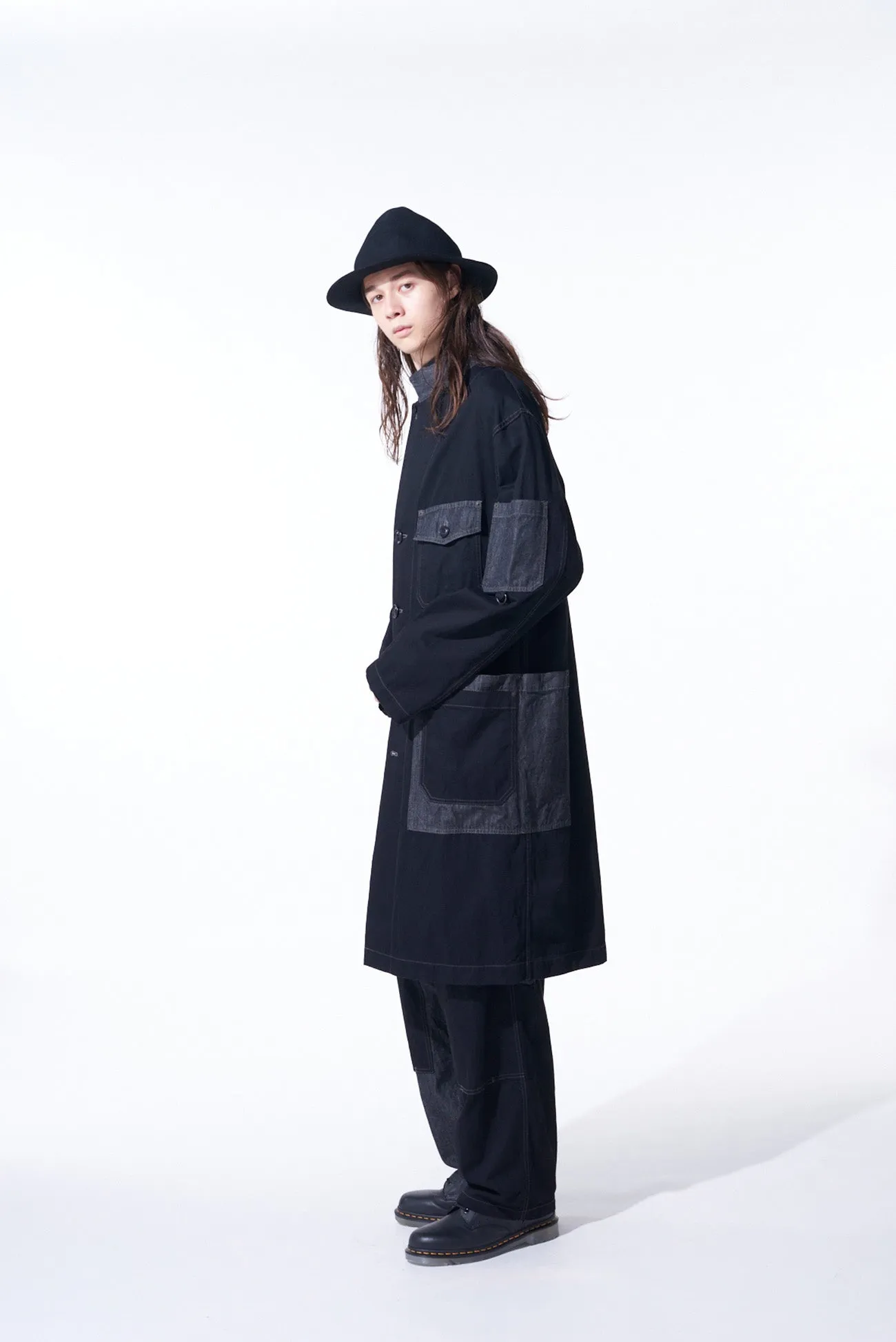 7OZ DENIM CRAZY PATCHWORK SHOP COAT sold by Yohji Yamamoto product image thumbnail 4