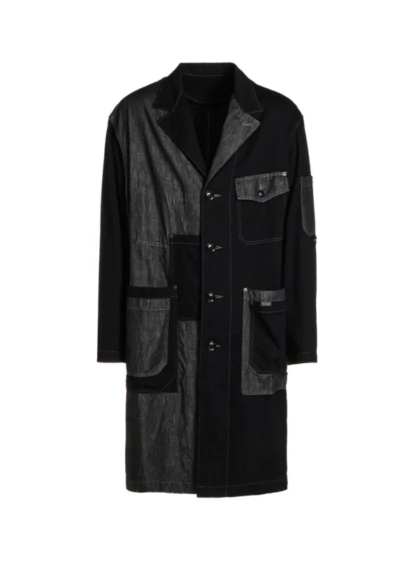7OZ DENIM CRAZY PATCHWORK SHOP COAT sold by Yohji Yamamoto