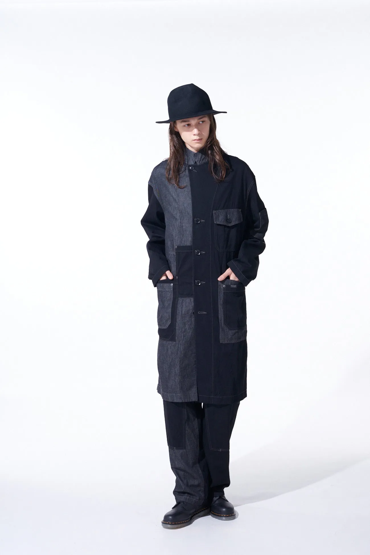 7OZ DENIM CRAZY PATCHWORK SHOP COAT sold by Yohji Yamamoto product image thumbnail 2