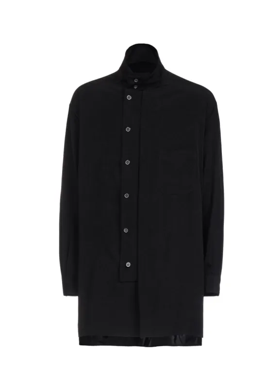 CREPE de CHINE MULTI-BUTTONED SLEEVES STAND COLLAR SHIRT sold by Yohji Yamamoto