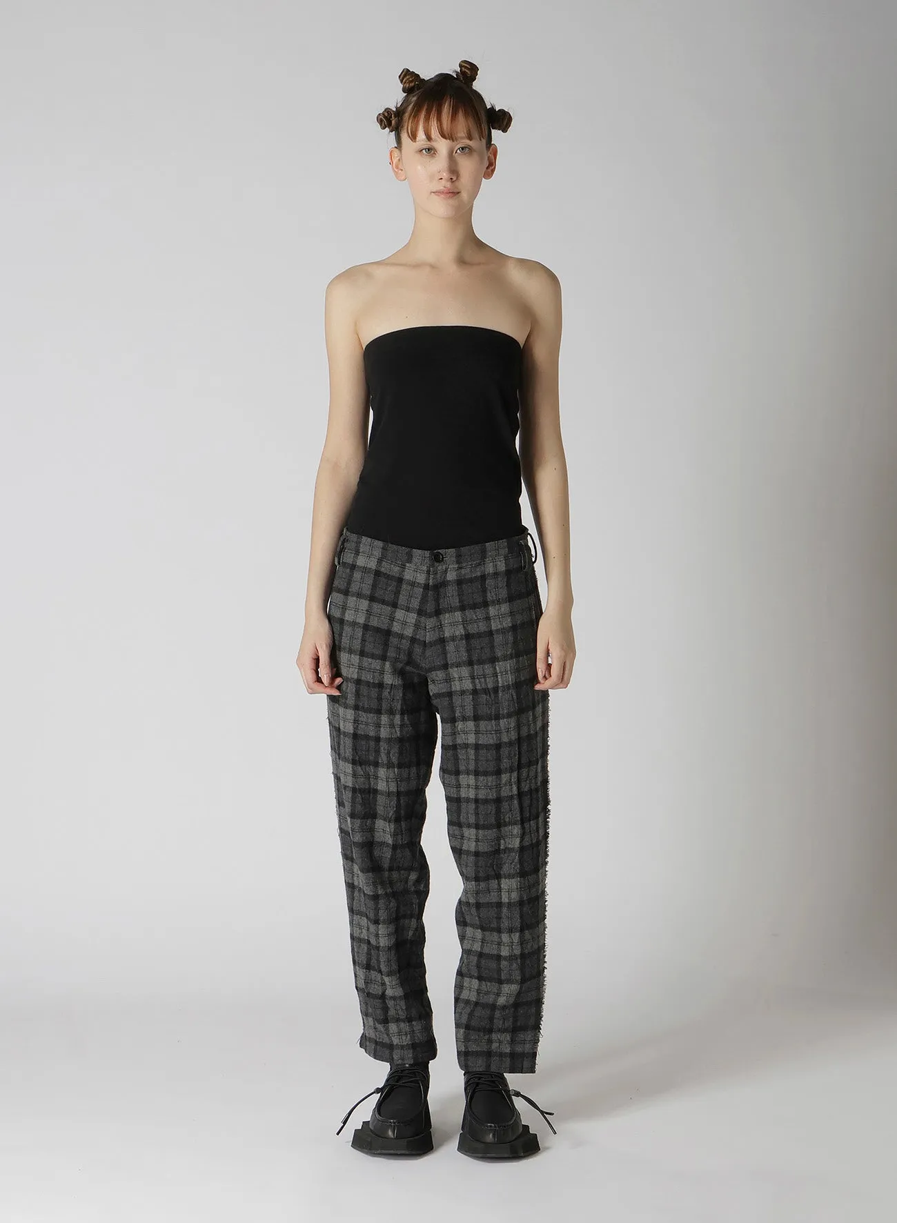 PLAID FLANNEL STRAIGHT PANTS sold by Yohji Yamamoto product image thumbnail 5