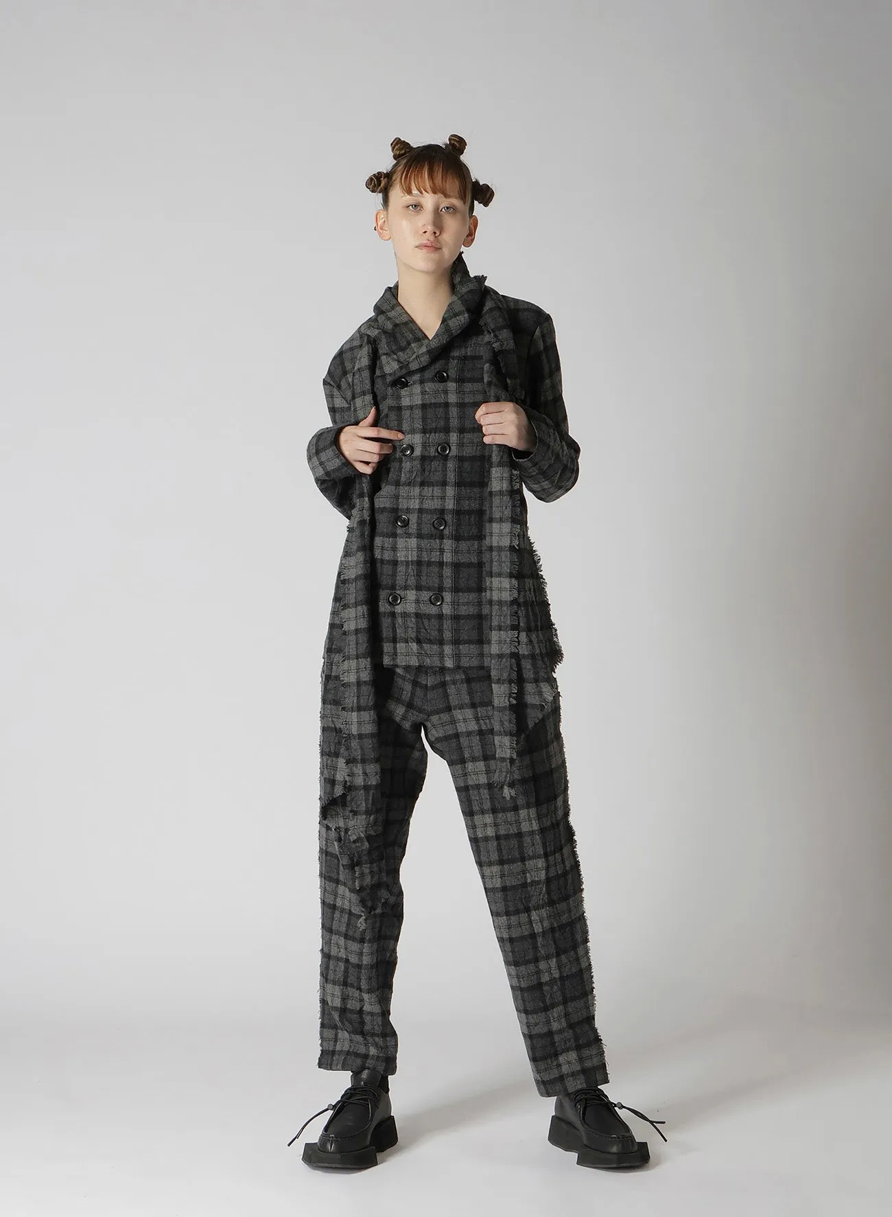 PLAID FLANNEL STRAIGHT PANTS sold by Yohji Yamamoto product image thumbnail 4