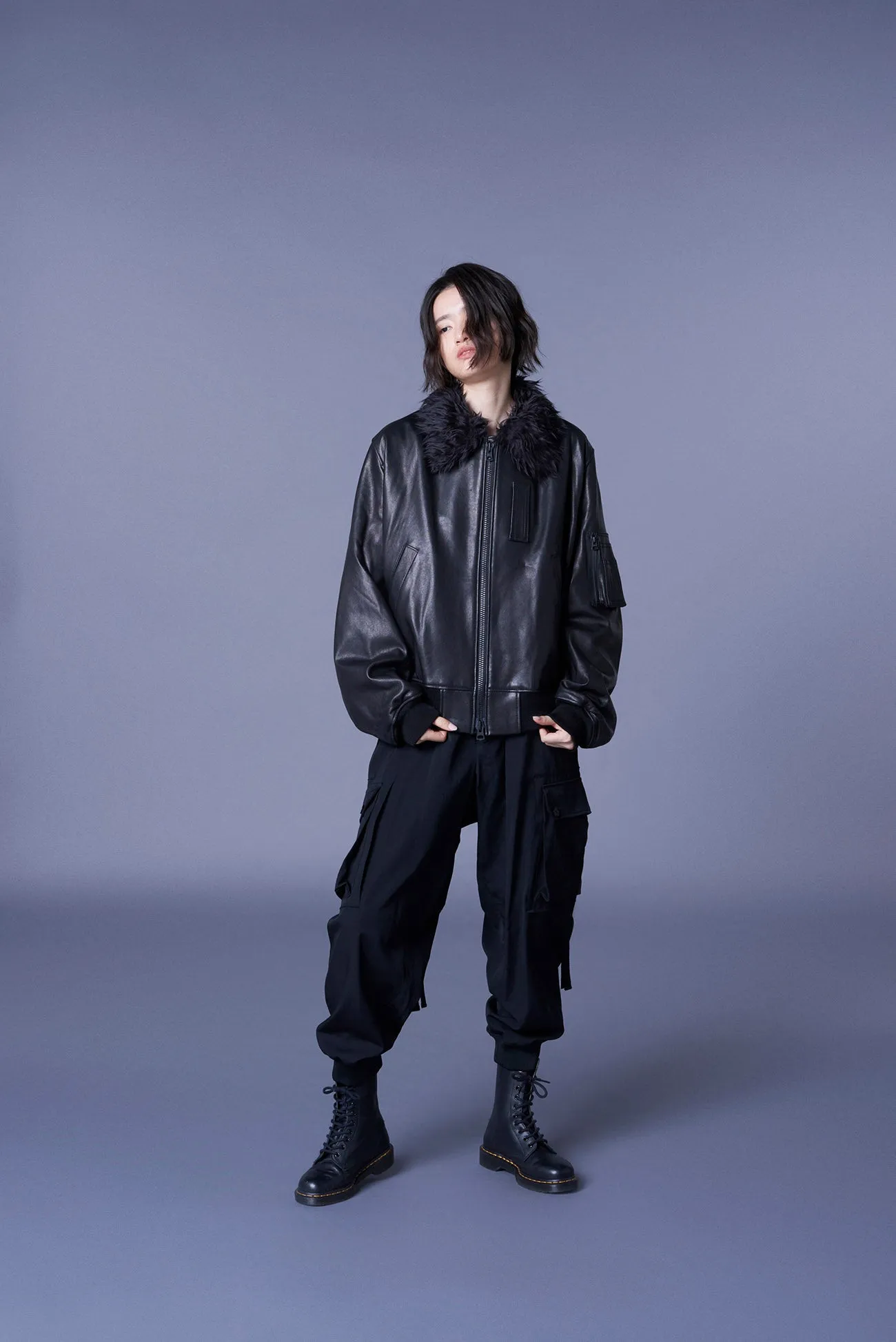 VEGETABLE TANNED LAMB LEATHER B-15 FLIGHT JACKET sold by Yohji Yamamoto product image thumbnail 2