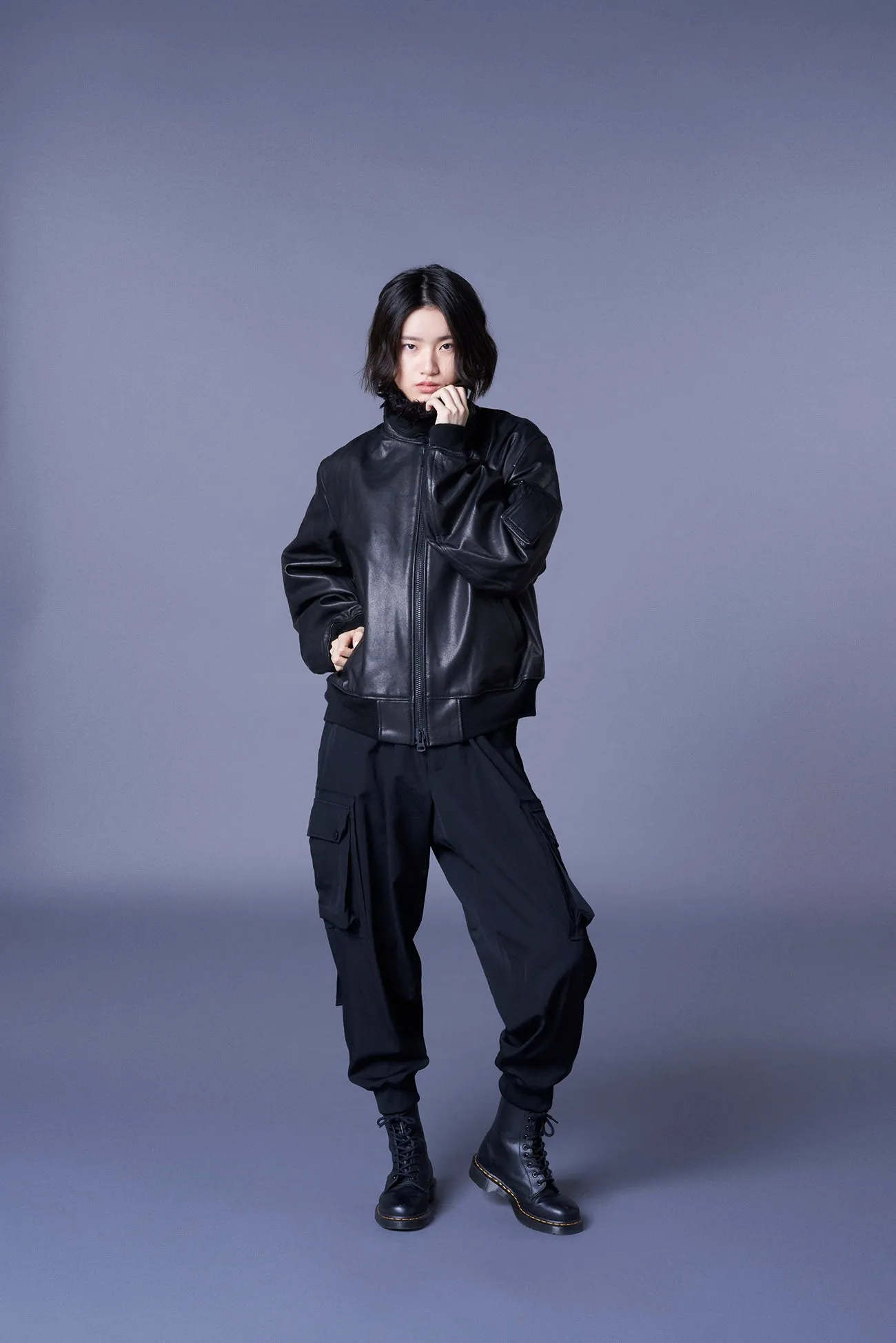 VEGETABLE TANNED LAMB LEATHER B-15 FLIGHT JACKET sold by Yohji Yamamoto product image thumbnail 3