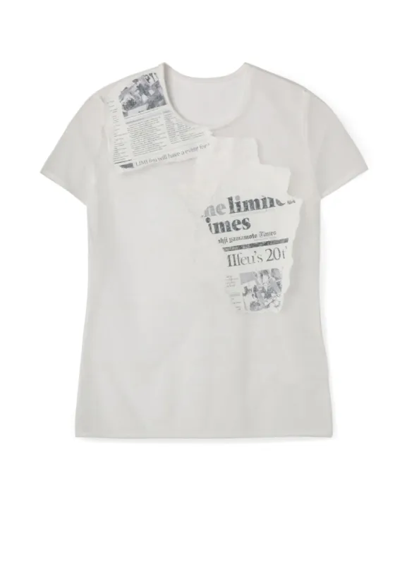 Newspaper Print Tight Short Sleeve T sold by Yohji Yamamoto
