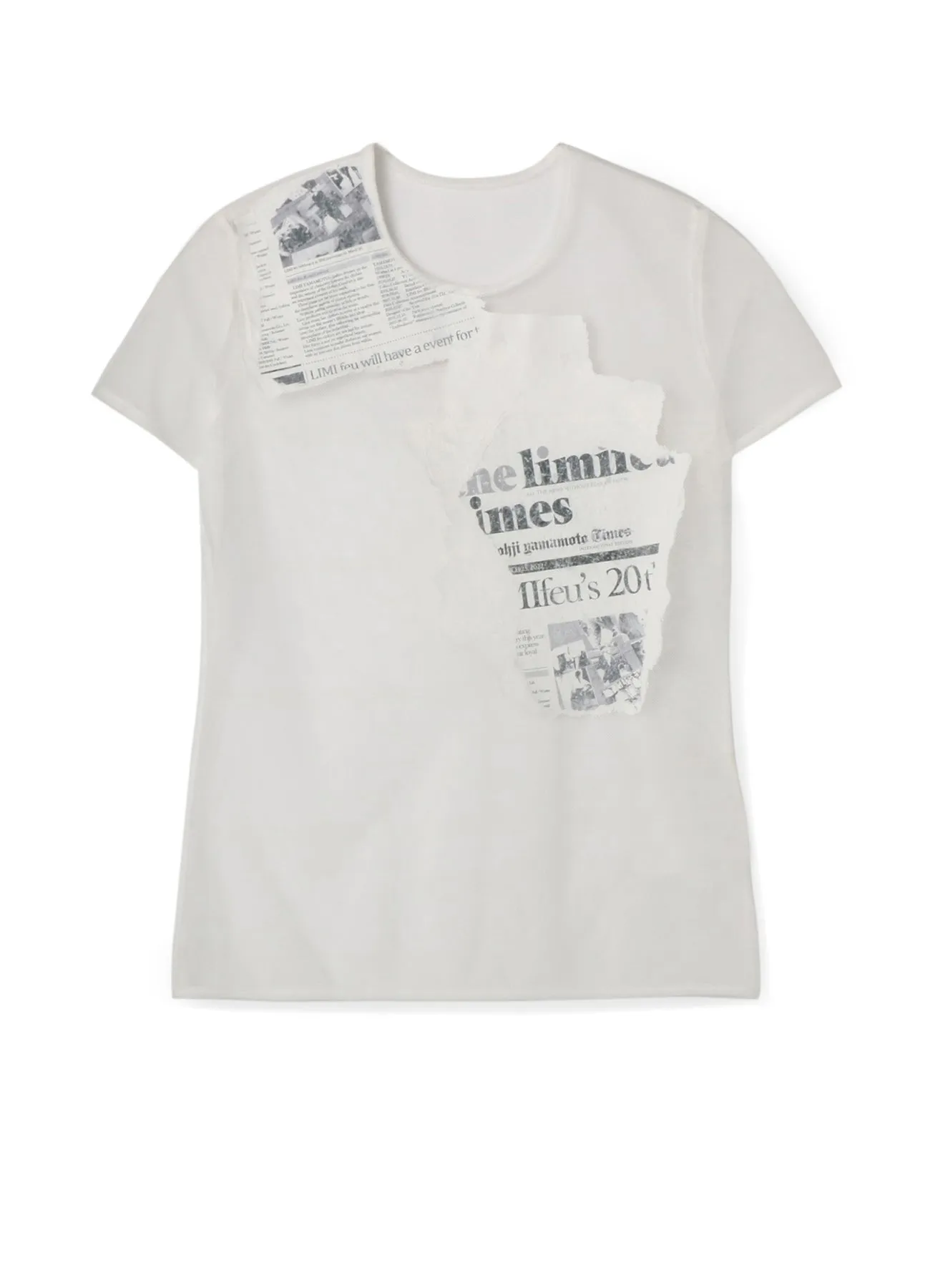 Newspaper Print Tight Short Sleeve T sold by Yohji Yamamoto