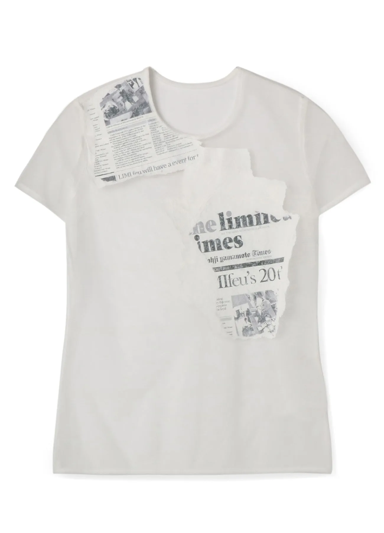 Newspaper Print Tight Short Sleeve T sold by Yohji Yamamoto product image thumbnail 2