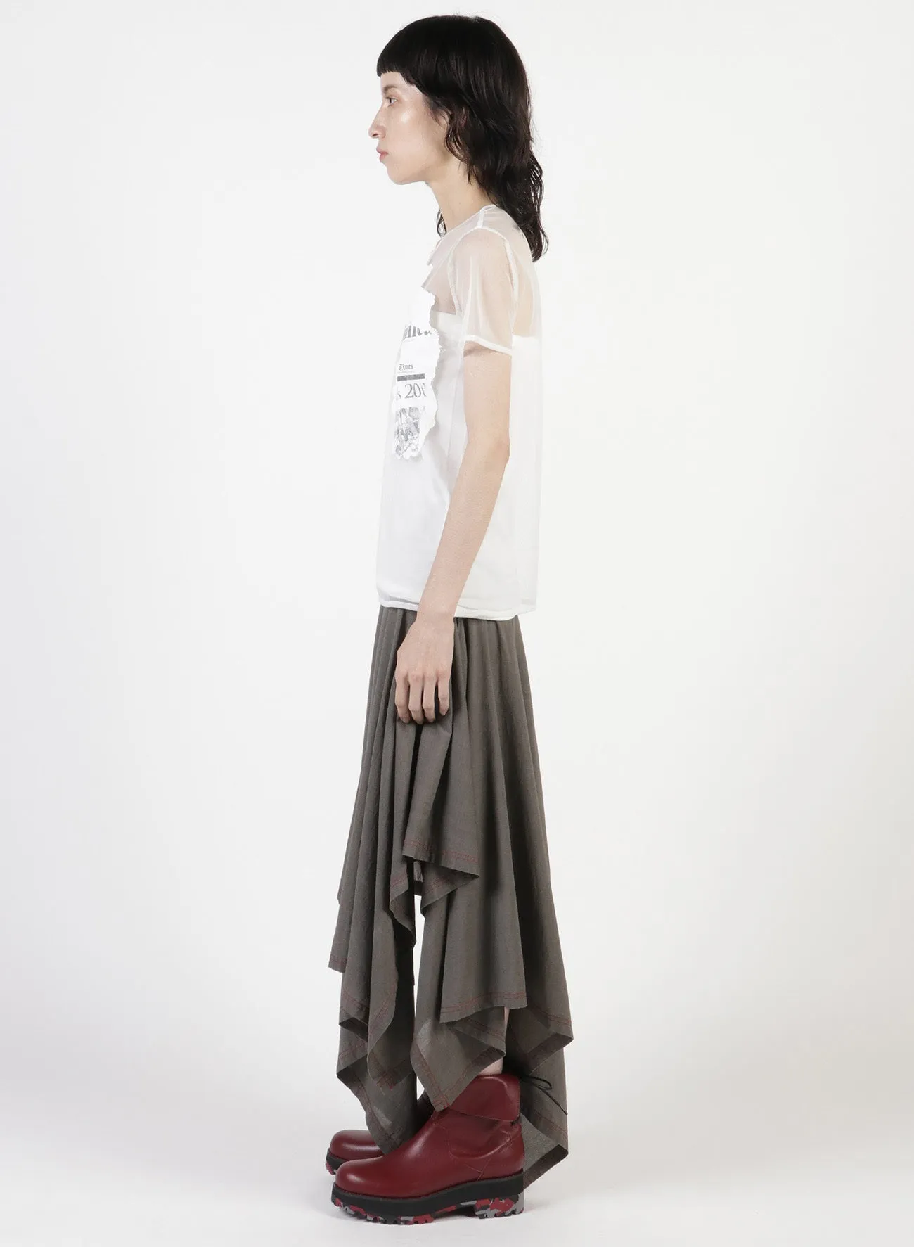 Newspaper Print Tight Short Sleeve T sold by Yohji Yamamoto product image thumbnail 5