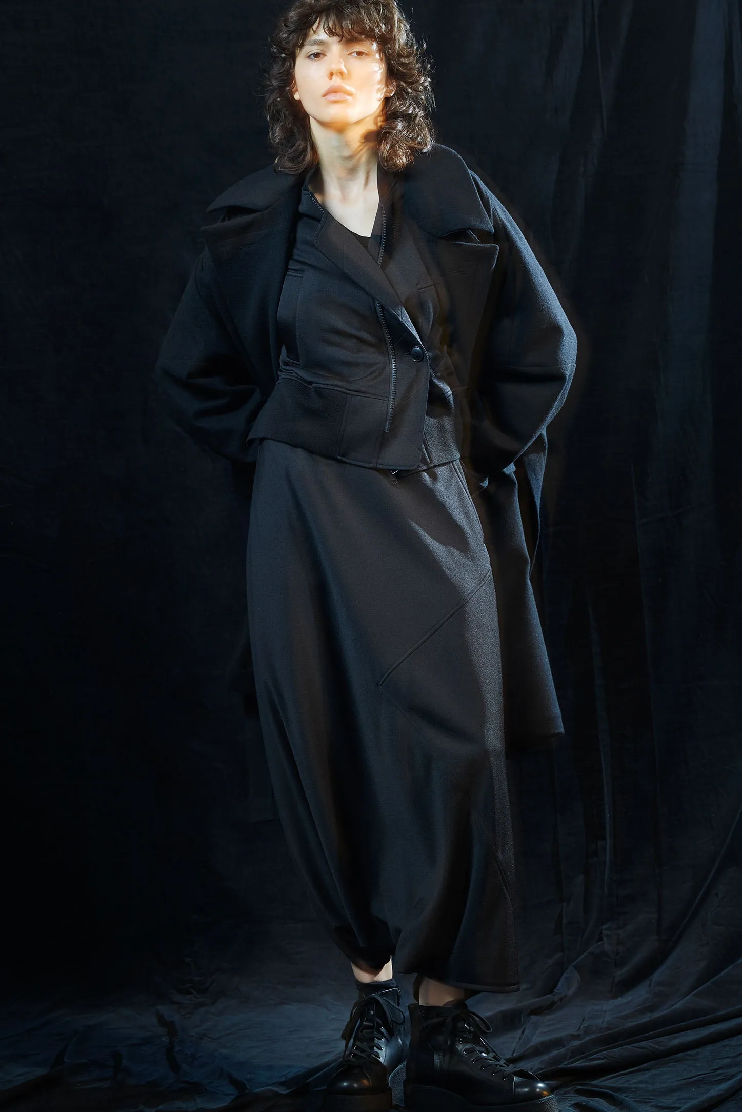 MELTON R-SIDE SLIT COAT sold by Yohji Yamamoto product image thumbnail 2
