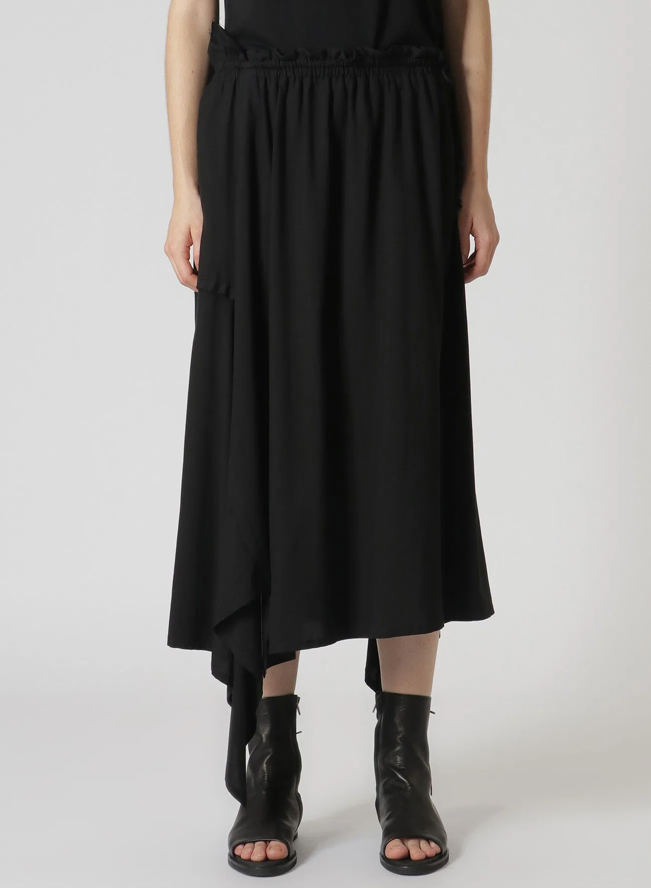 RAYON ASYMMETRIC SKIRT WITH RIGHT SLANTING HEMLINE sold by Yohji Yamamoto product image thumbnail 4