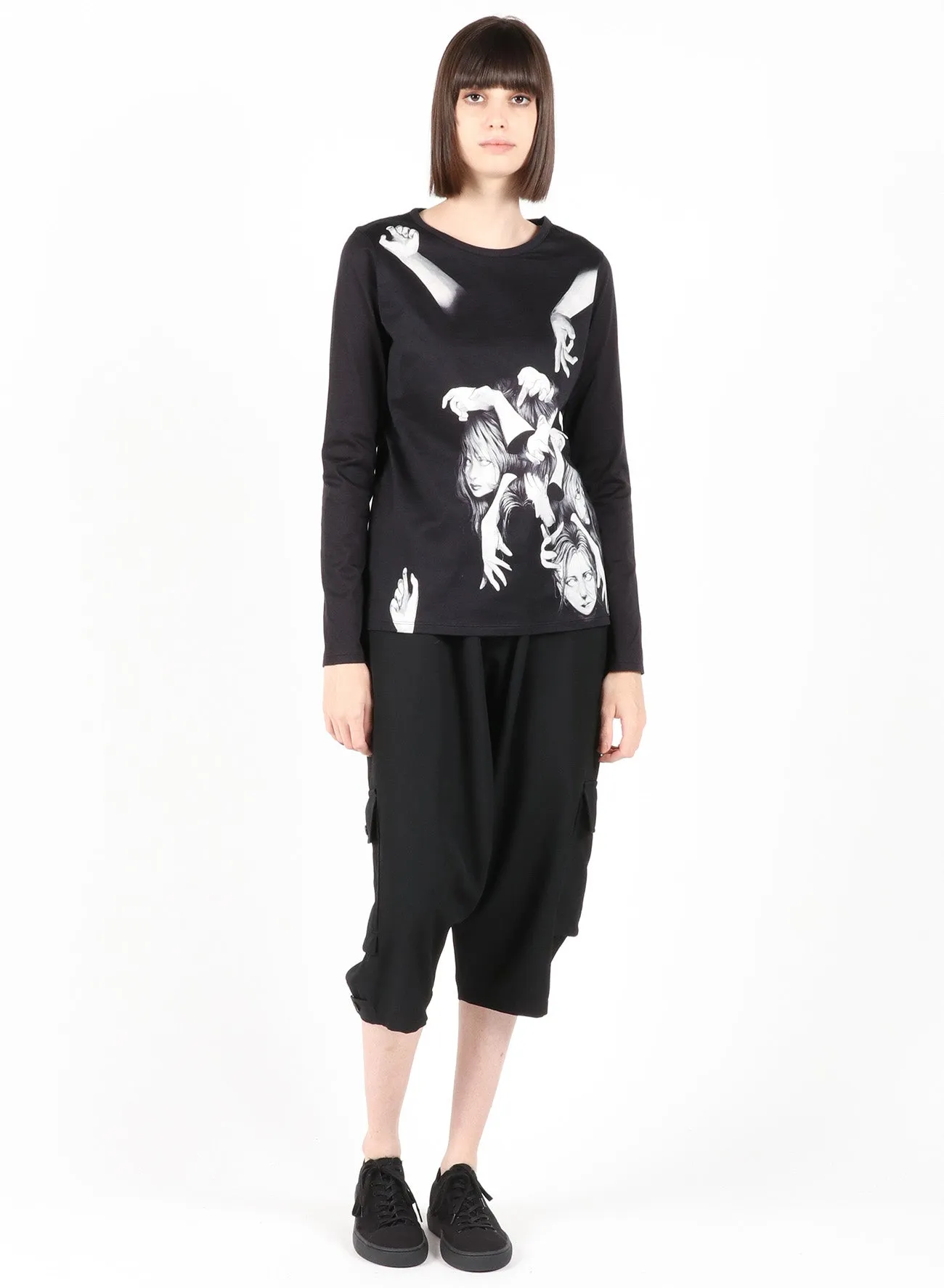 56/1 TWISTED BARE JERSEY INK INKJET PT LONG SLV sold by Yohji Yamamoto product image thumbnail 2