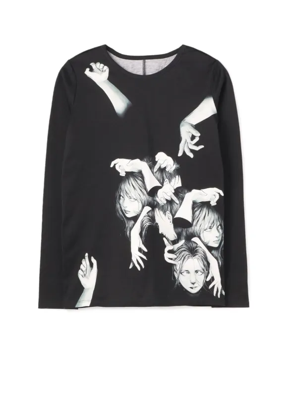 56/1 TWISTED BARE JERSEY INK INKJET PT LONG SLV sold by Yohji Yamamoto