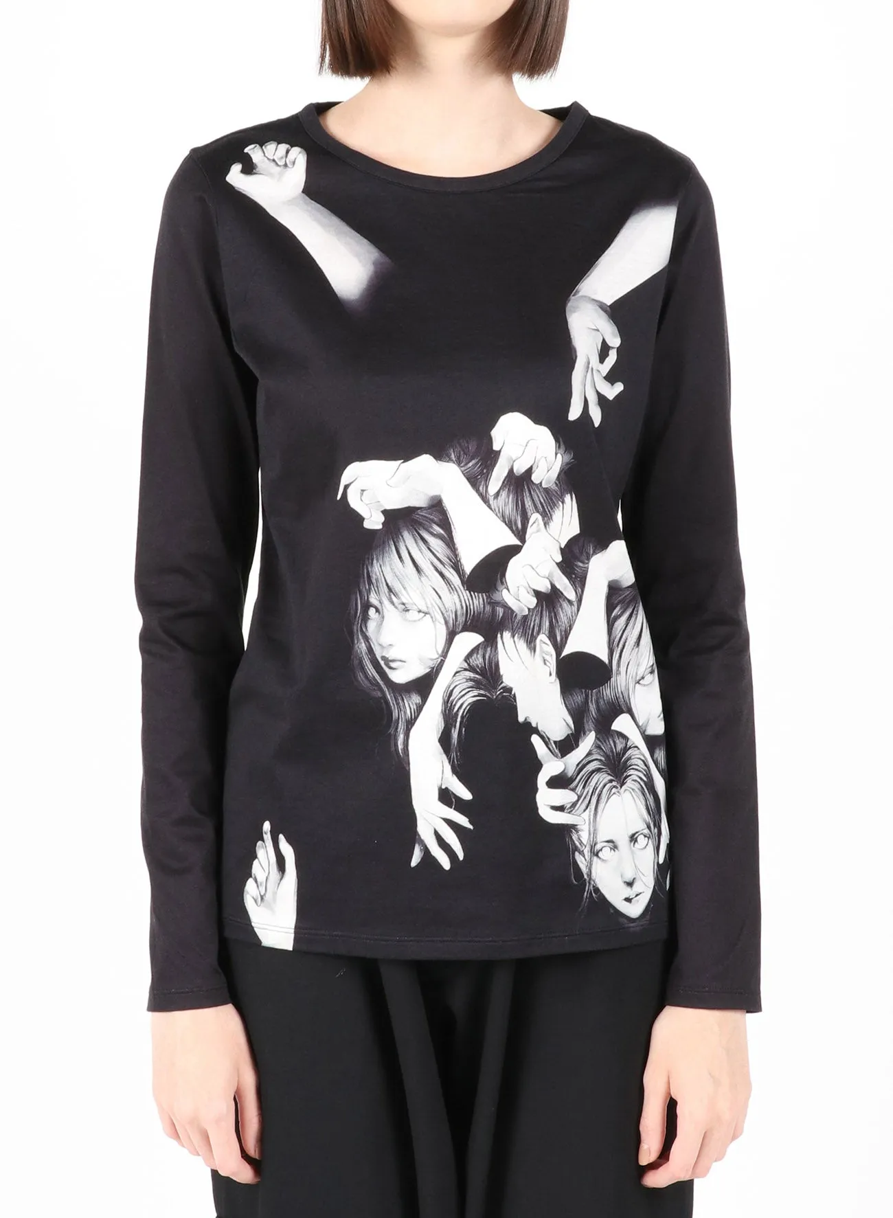 56/1 TWISTED BARE JERSEY INK INKJET PT LONG SLV sold by Yohji Yamamoto product image thumbnail 5