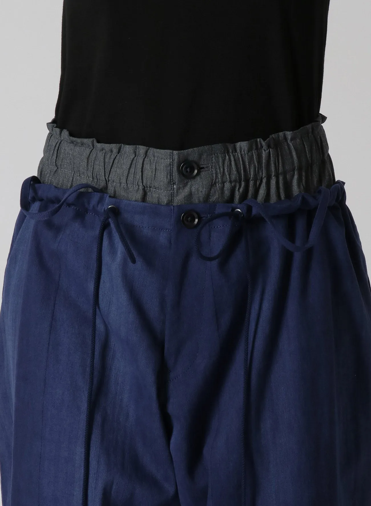 MULTI STRIPED DOBBY FABRIC UNEVENLY DYED DOUBLE LAYERED PANTS sold by Yohji Yamamoto product image thumbnail 5