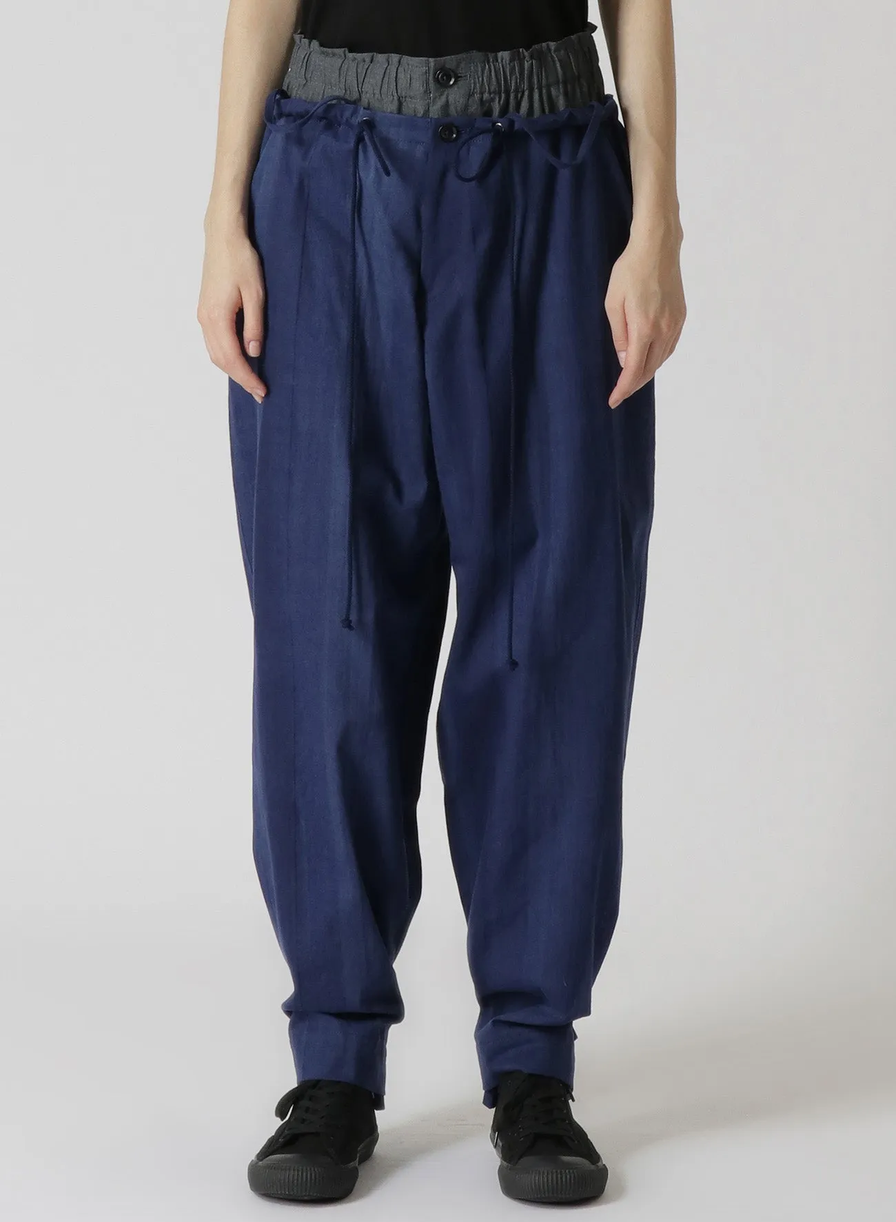 MULTI STRIPED DOBBY FABRIC UNEVENLY DYED DOUBLE LAYERED PANTS sold by Yohji Yamamoto product image thumbnail 4