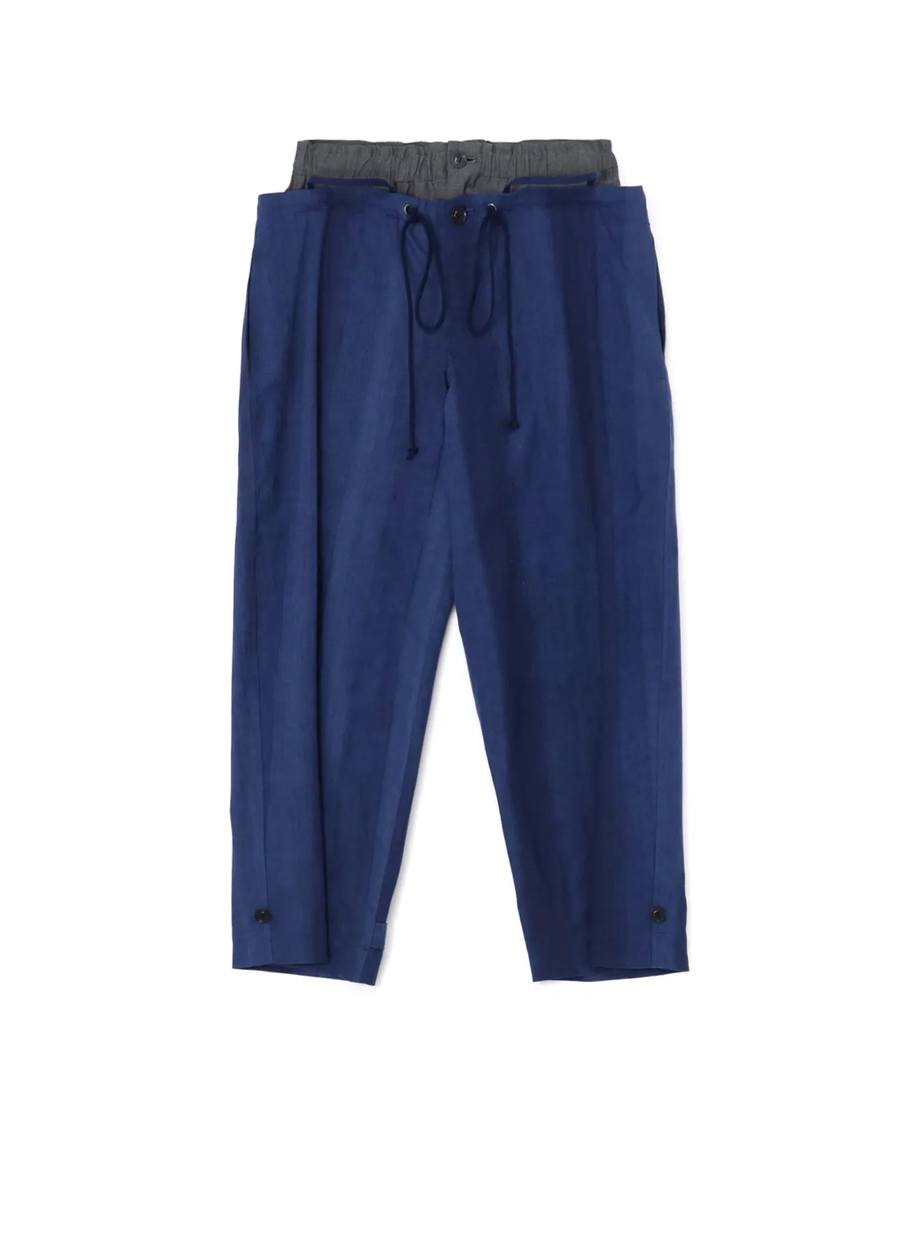 MULTI STRIPED DOBBY FABRIC UNEVENLY DYED DOUBLE LAYERED PANTS sold by Yohji Yamamoto