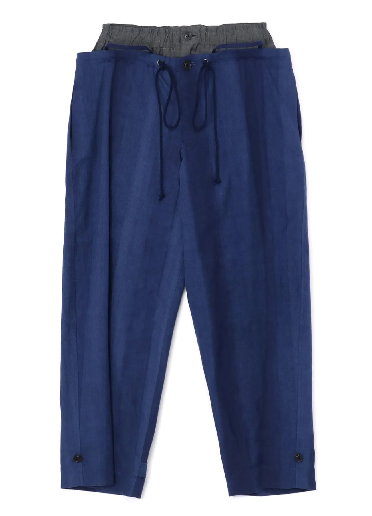 MULTI STRIPED DOBBY FABRIC UNEVENLY DYED DOUBLE LAYERED PANTS sold by Yohji Yamamoto product image thumbnail 2