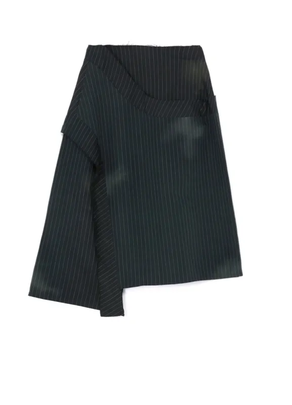 LINEN/COTTON PIN-STRIPED UNEVENLY DYED FLARED SKIRT sold by Yohji Yamamoto