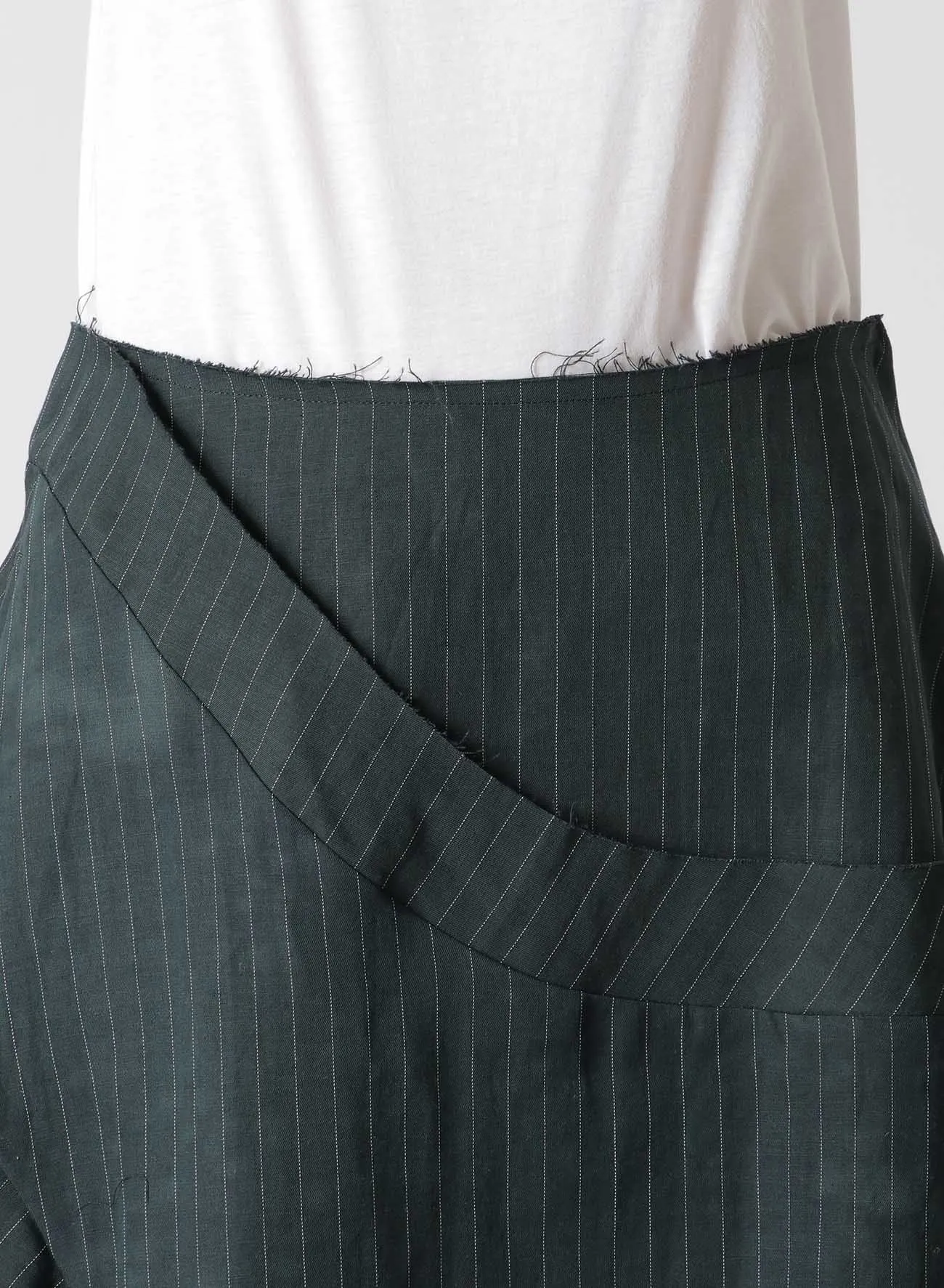 LINEN/COTTON PIN-STRIPED UNEVENLY DYED FLARED SKIRT sold by Yohji Yamamoto product image thumbnail 5