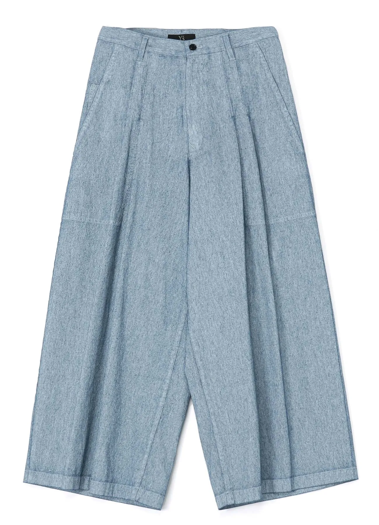 WHITE PIGMENT COATED DENIM PLEATED WIDE PANTS sold by Yohji Yamamoto product image thumbnail 2